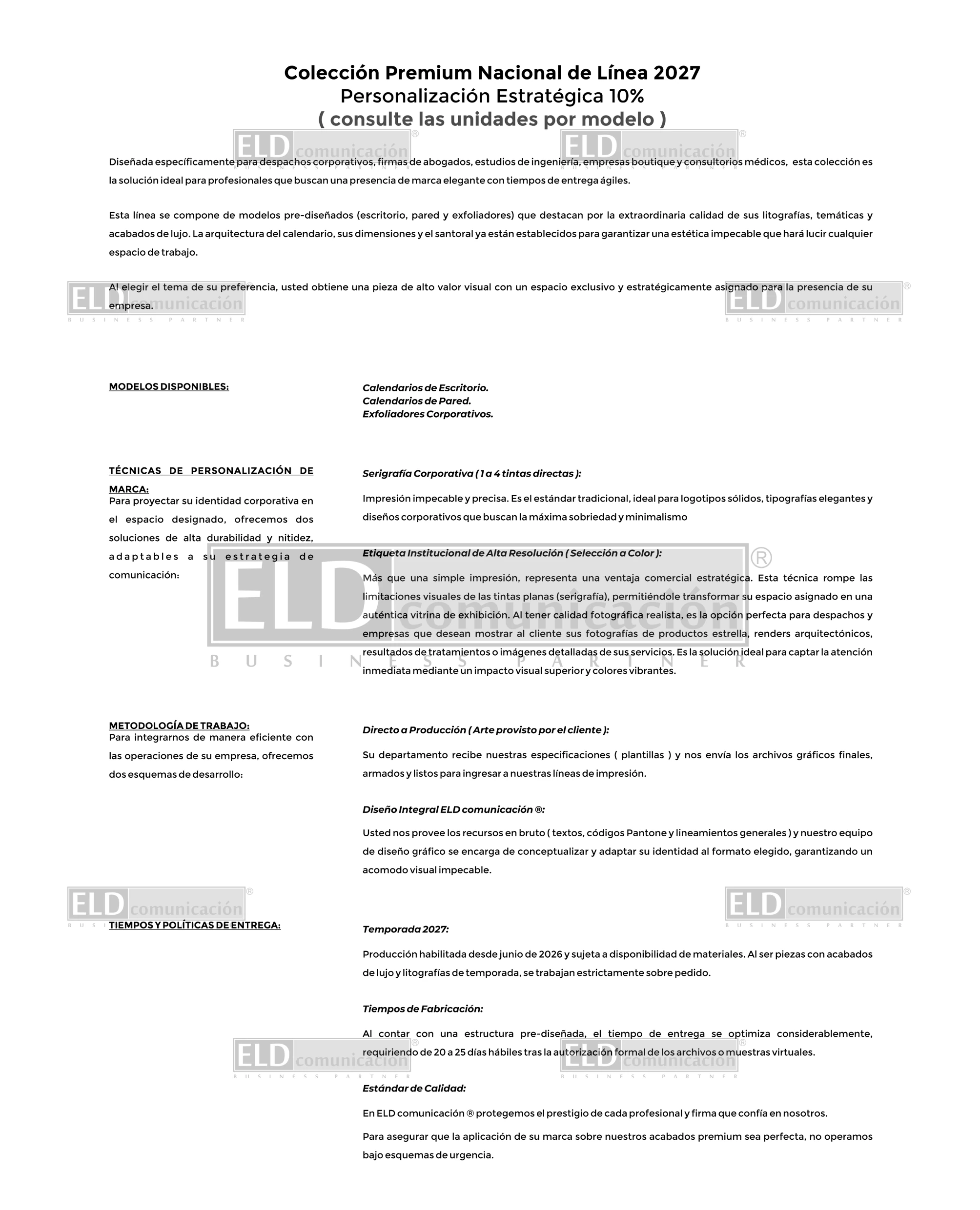 Calendarios Colección Premium Nacional de Línea 2027 01
