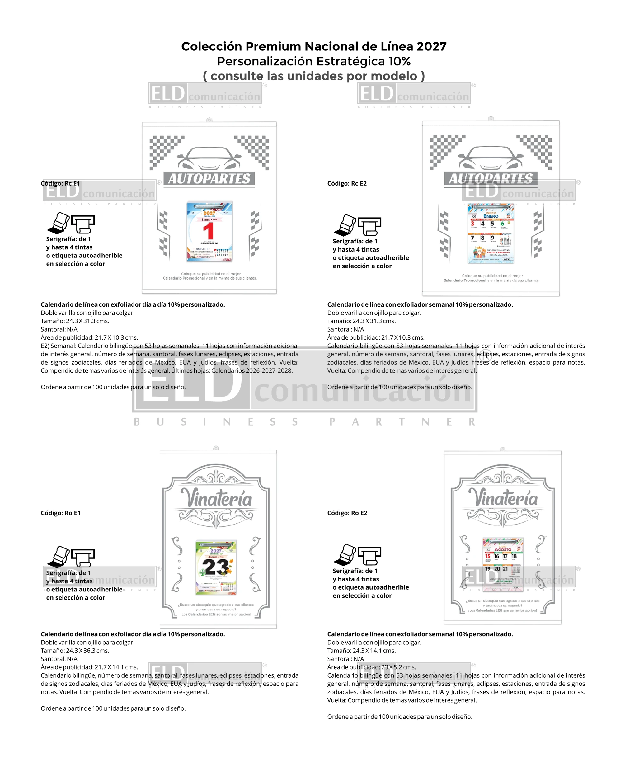 Calendarios Colección Premium Nacional de Línea 2027 04