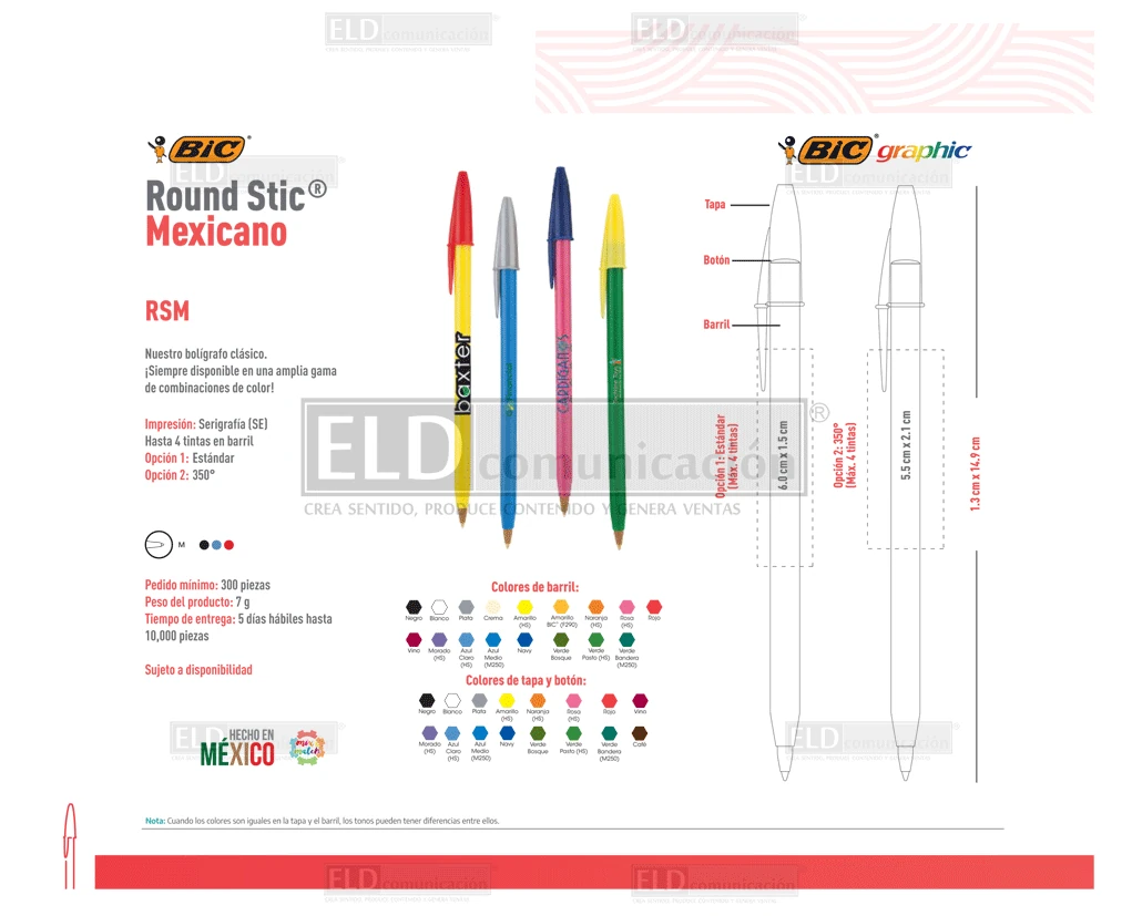 Bolígrafos Round Stic Mexicano de BIC