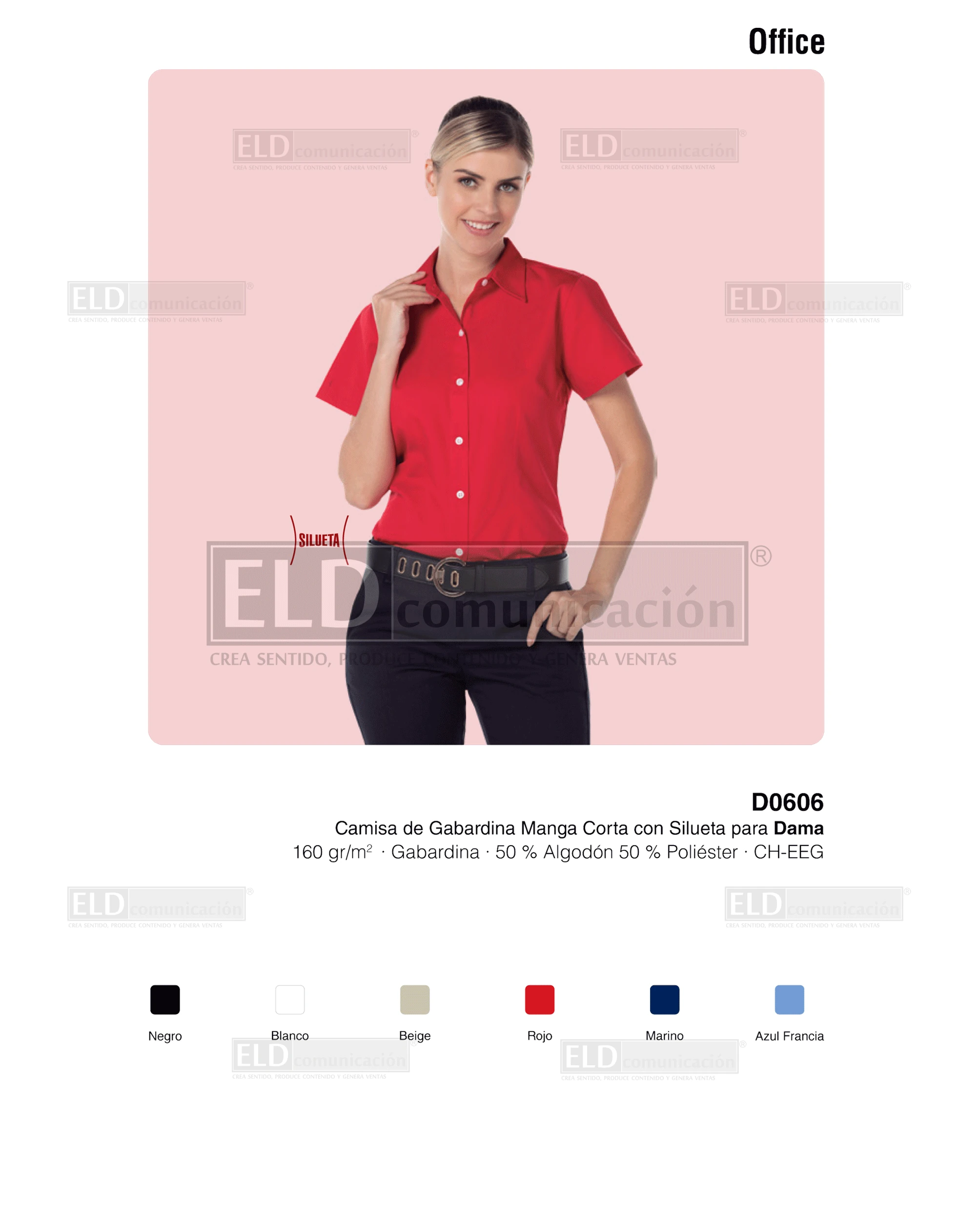 Camisa de gabardina yazbek para dama manga corta modelo D0606