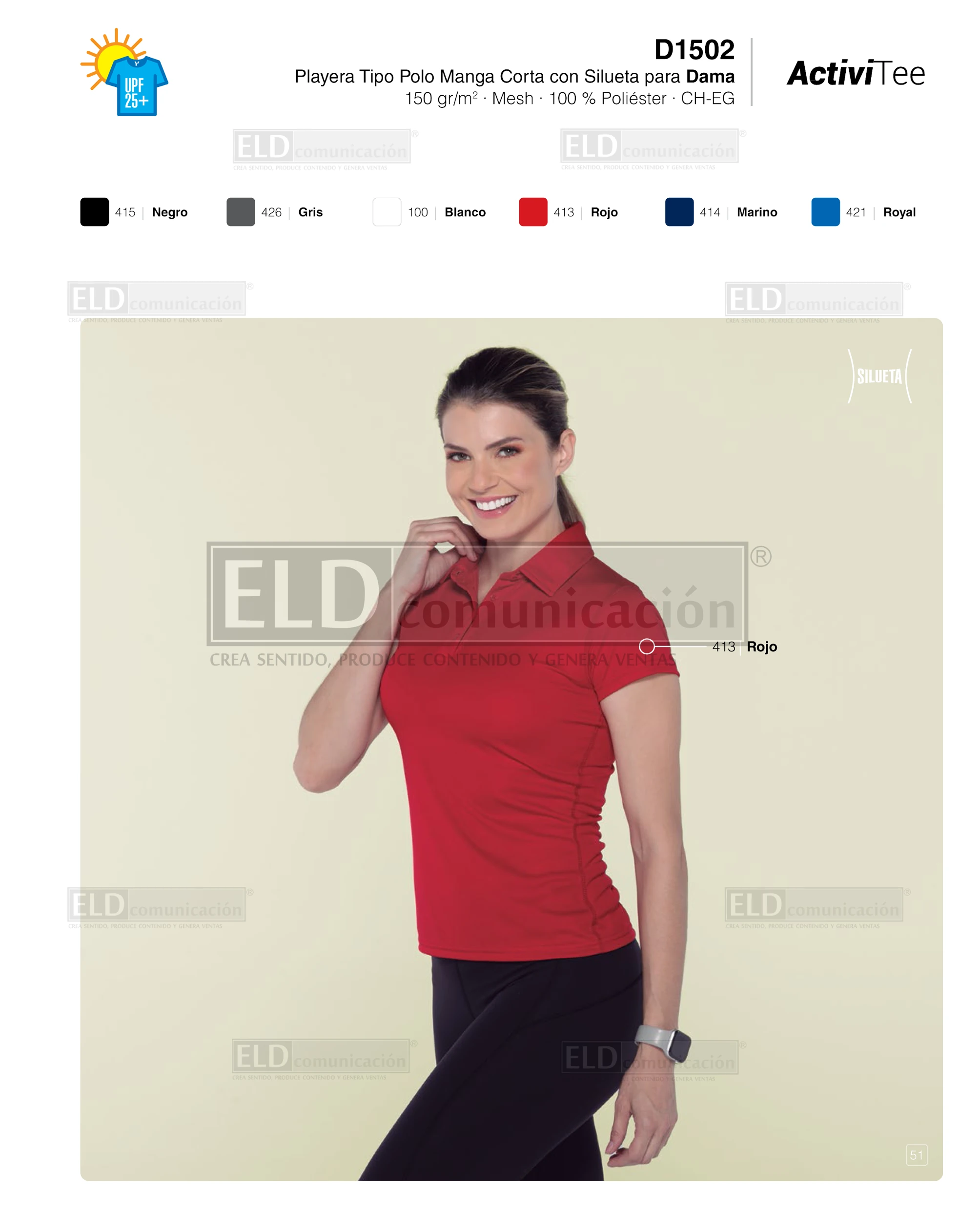 Camisa polo activi tee yazbek para dama manga corta modelo D1502