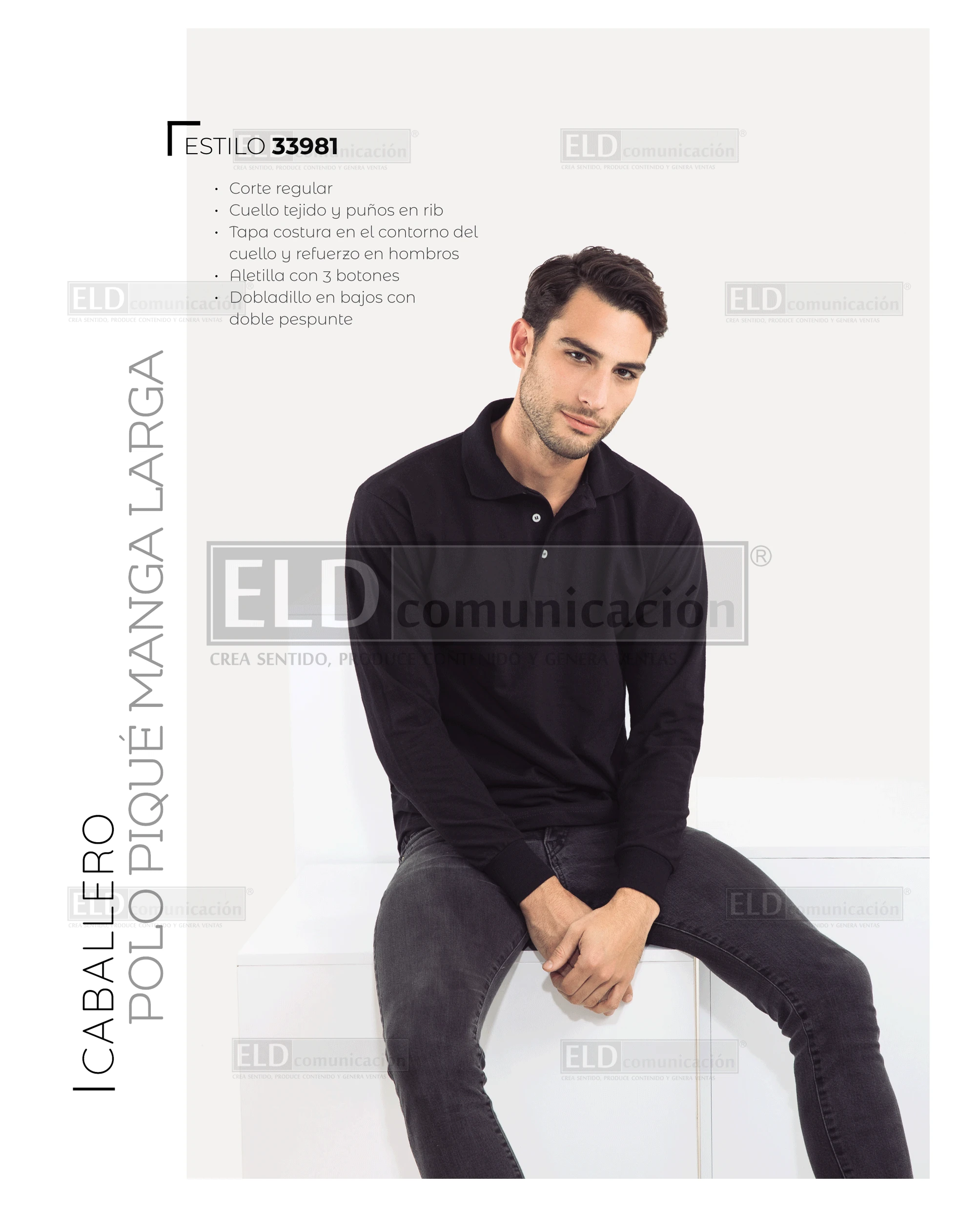 Camisa polo pique optima para caballero manga larga modelo 33981