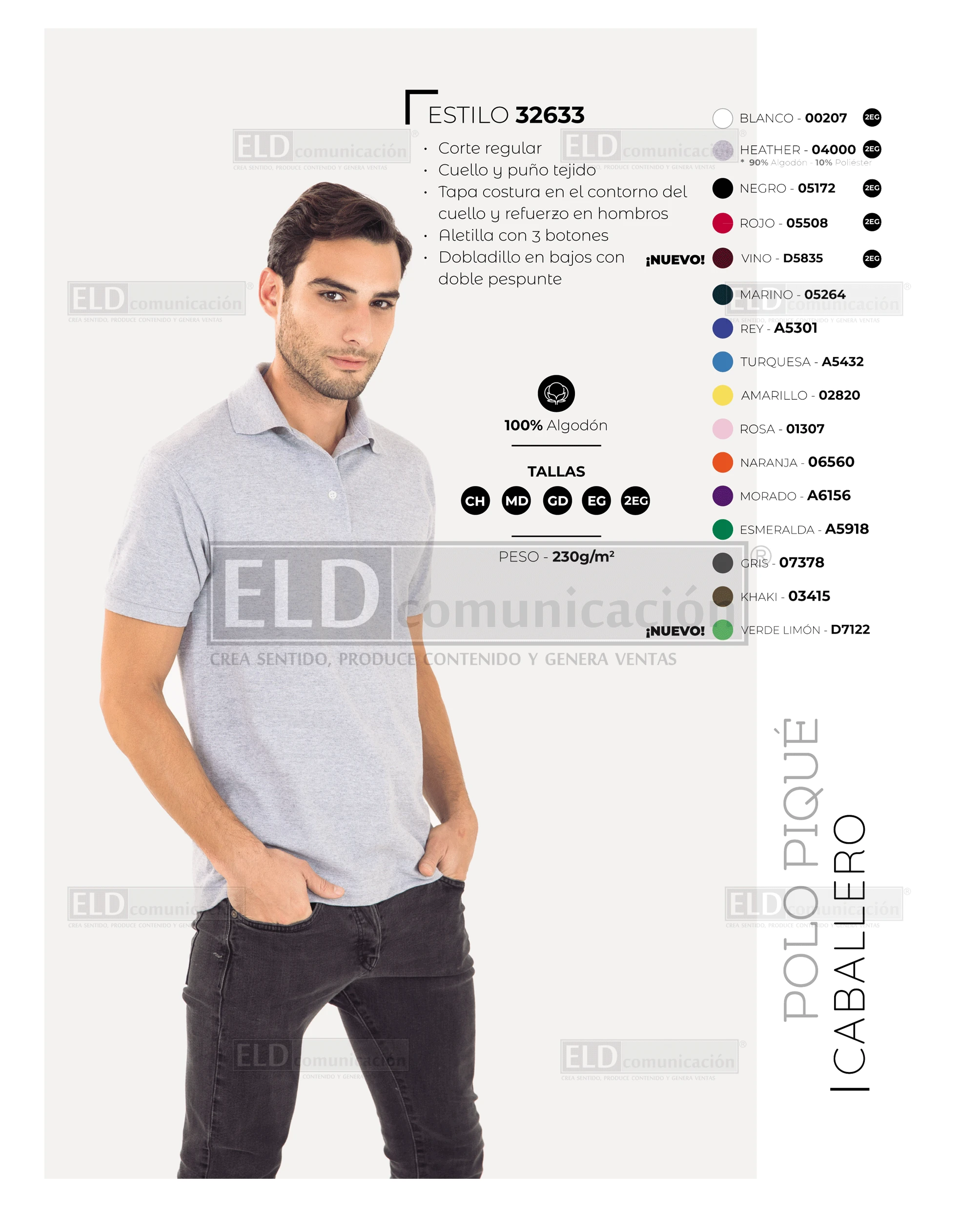 Camisa polo pique optima para caballero modelo 32633