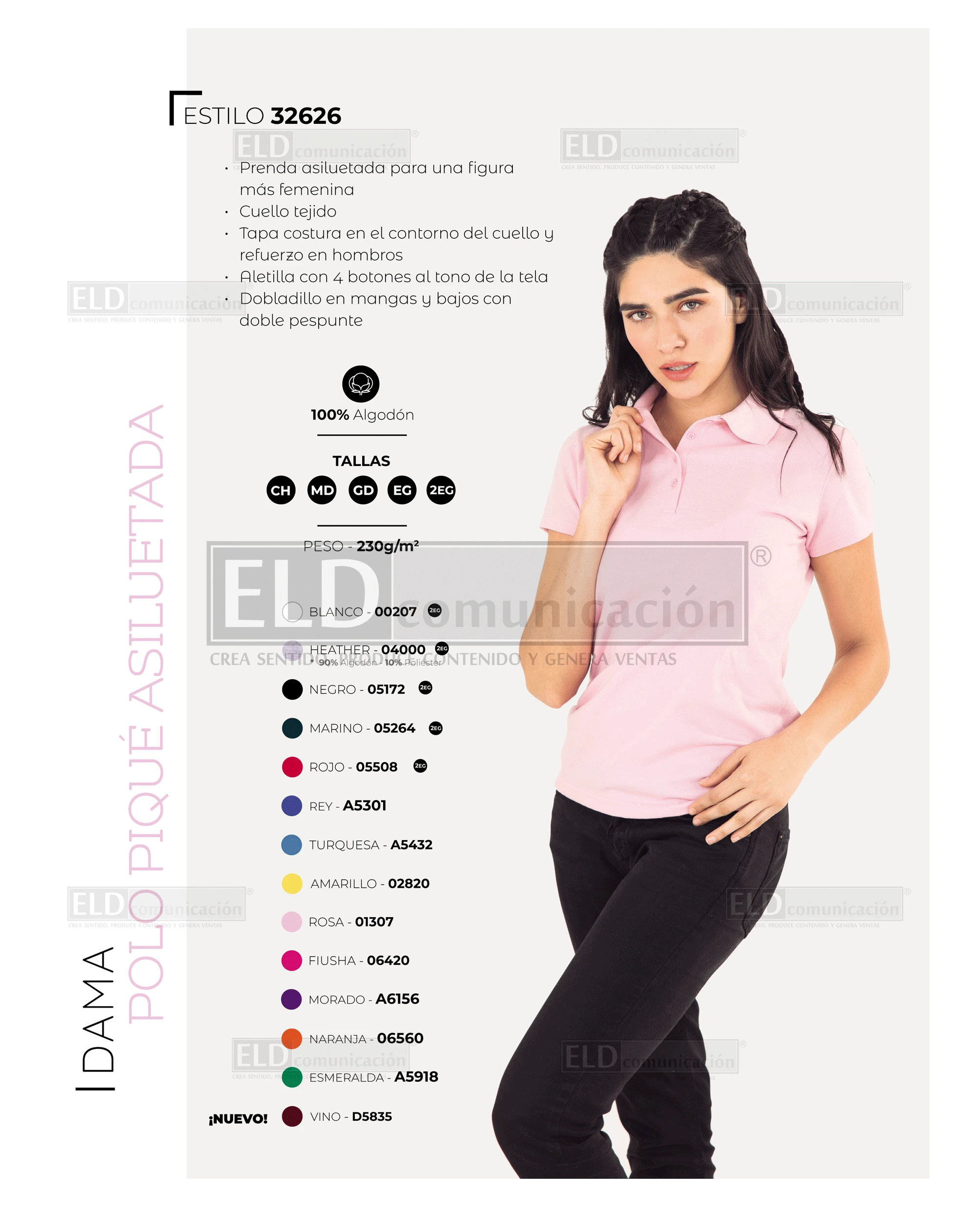 Camisa Polo Pique Optima para Dama con Silueta modelo-32626