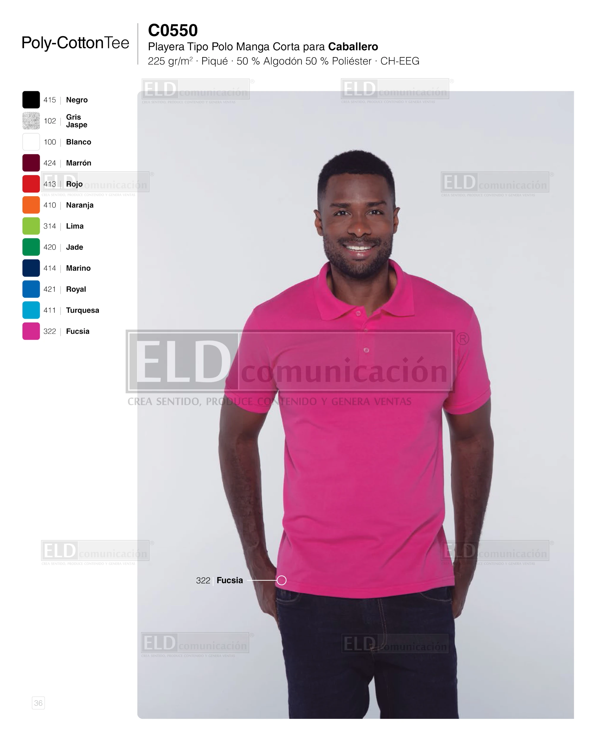 Camisa polo poly cotton tee yazbek para caballero manga corta modelo C0550