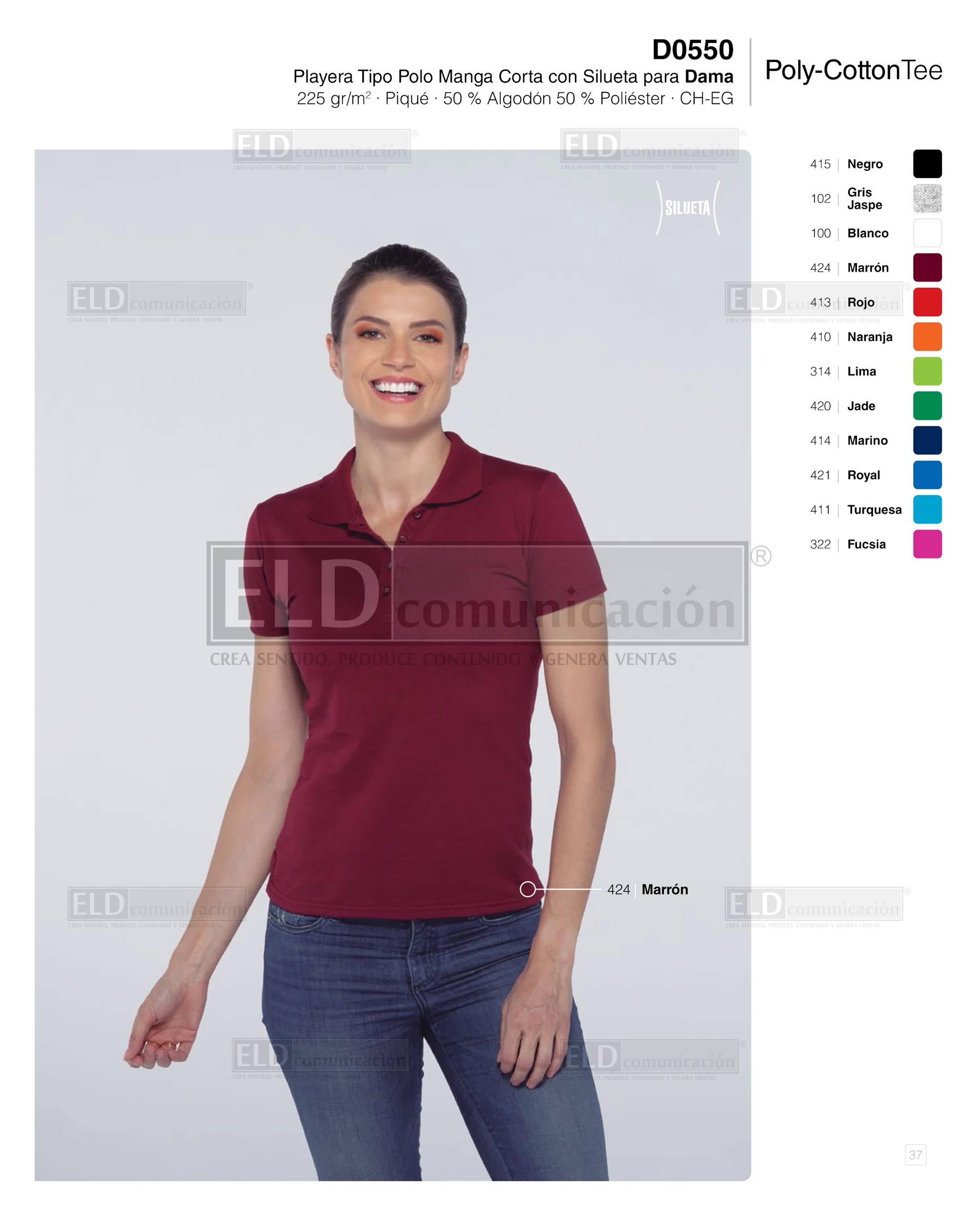 Camisa polo poly cotton tee yazbek para dama manga corta modelo D0550