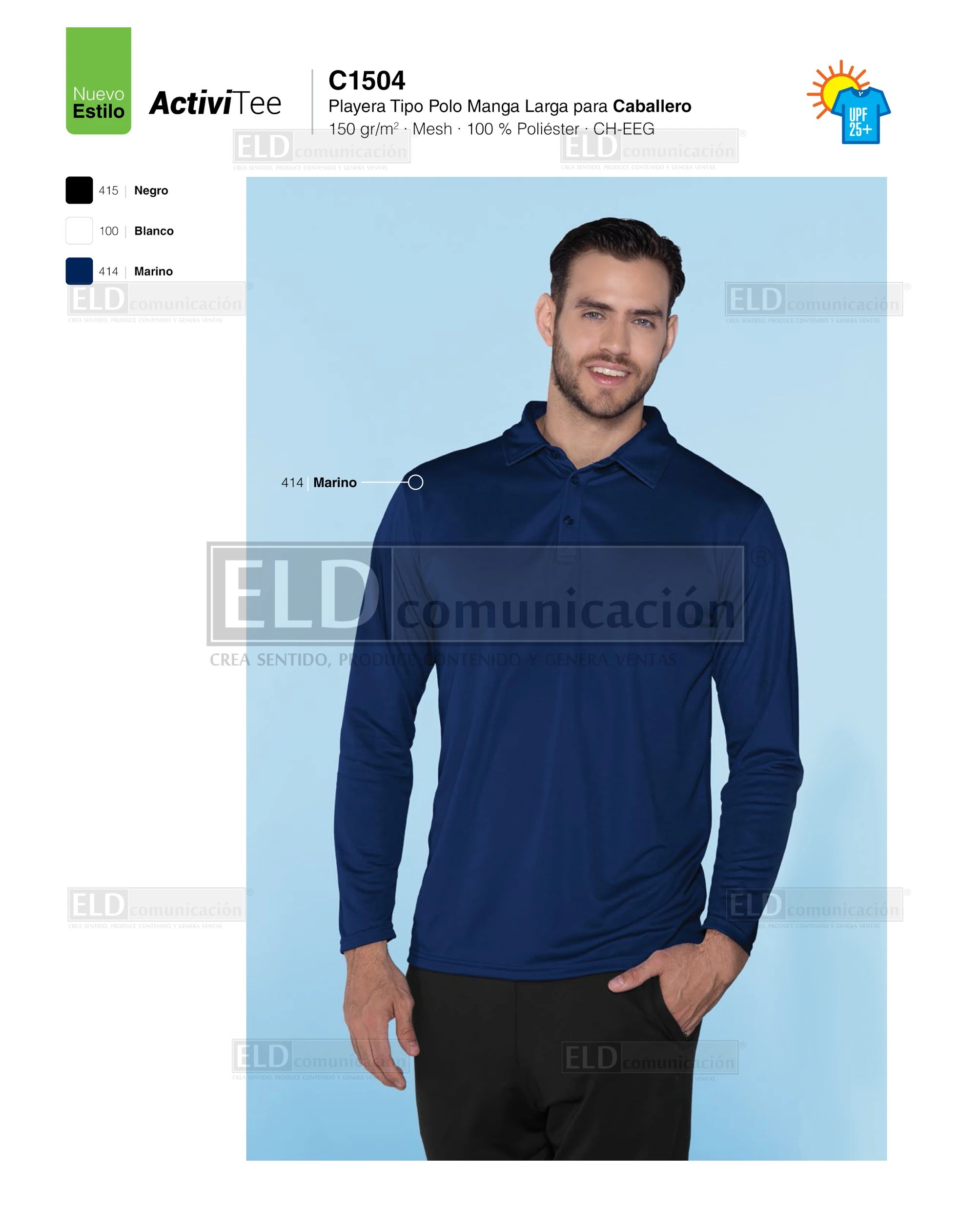 Camisa tipo polo activi tee yazbek para caballero manga larga modelo-C1504