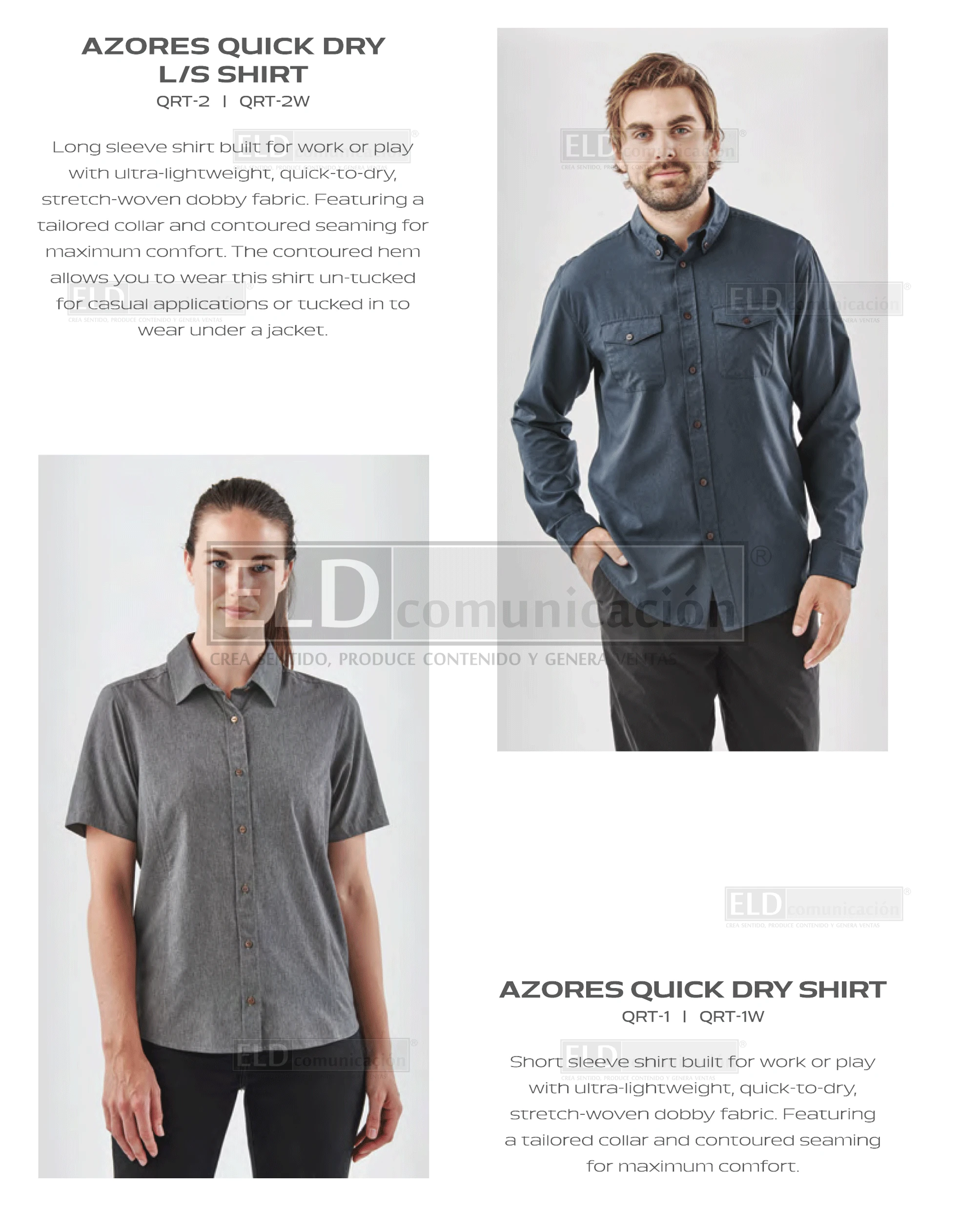 Camisas casuales premium modelo azores quick dry manga corta y manga larga stormtech