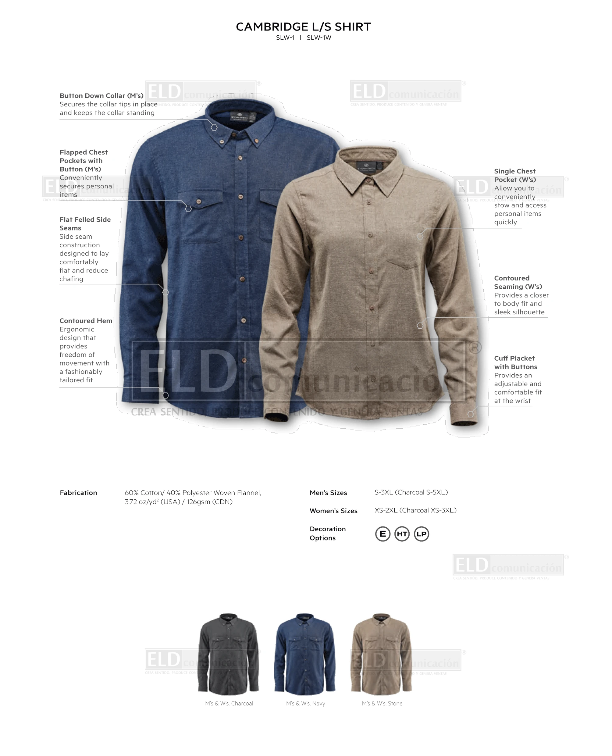 Camisas casuales premium modelo cambridge colores stormtech