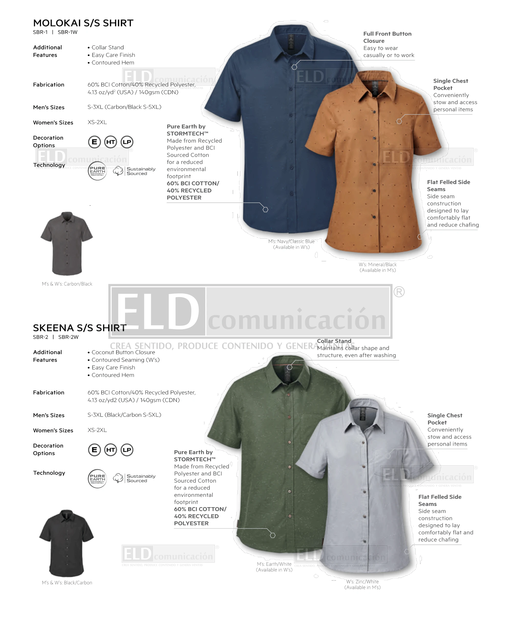 Camisas casuales premium modelo molokai y skeena colores stormtech