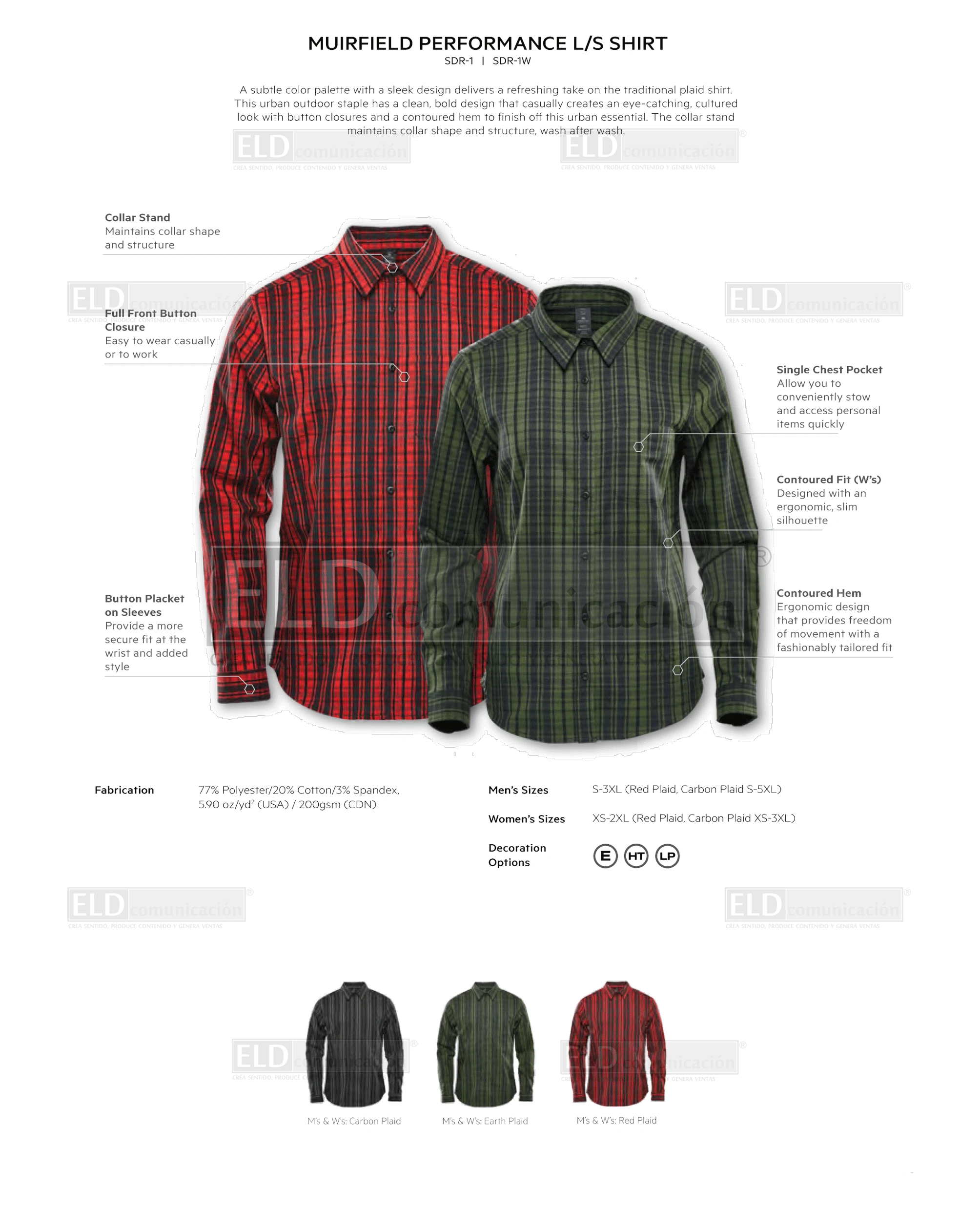 Camisas casuales premium modelo muirfiel performance colores stormtech