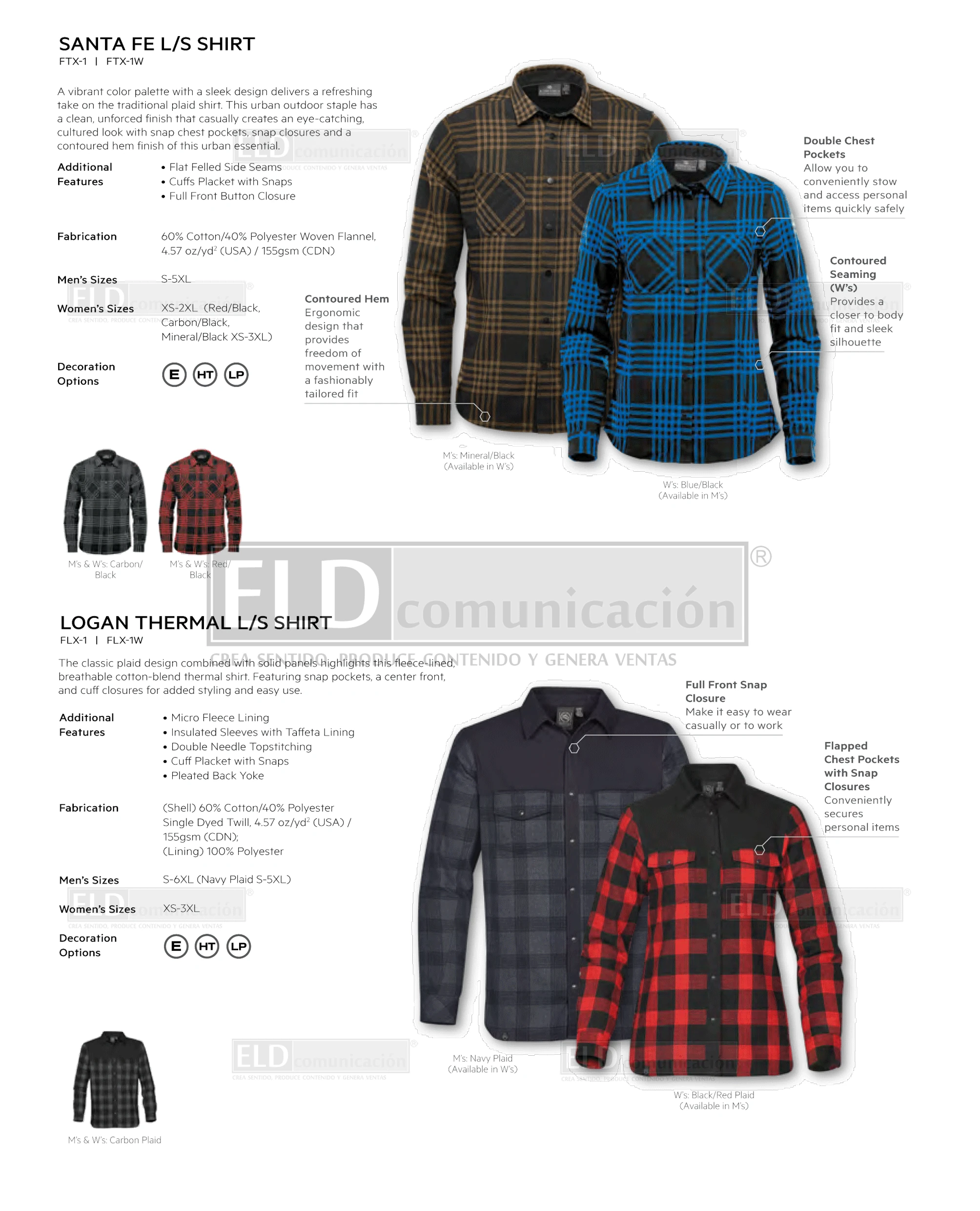 Camisas casuales premium modelo santa fe y logan thermal colores stormtech