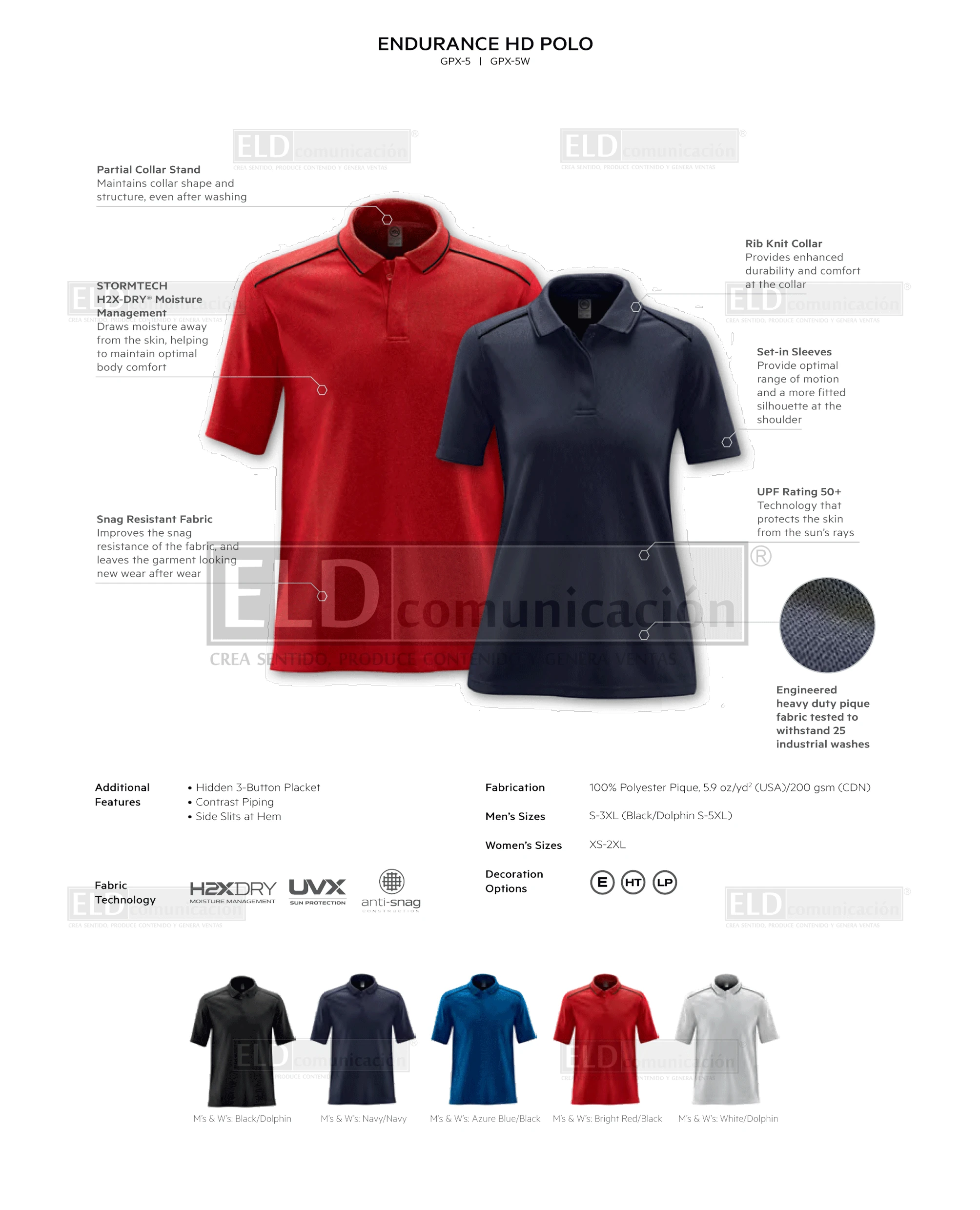 Camisas polo premium modelo endurance hd colores stormtech