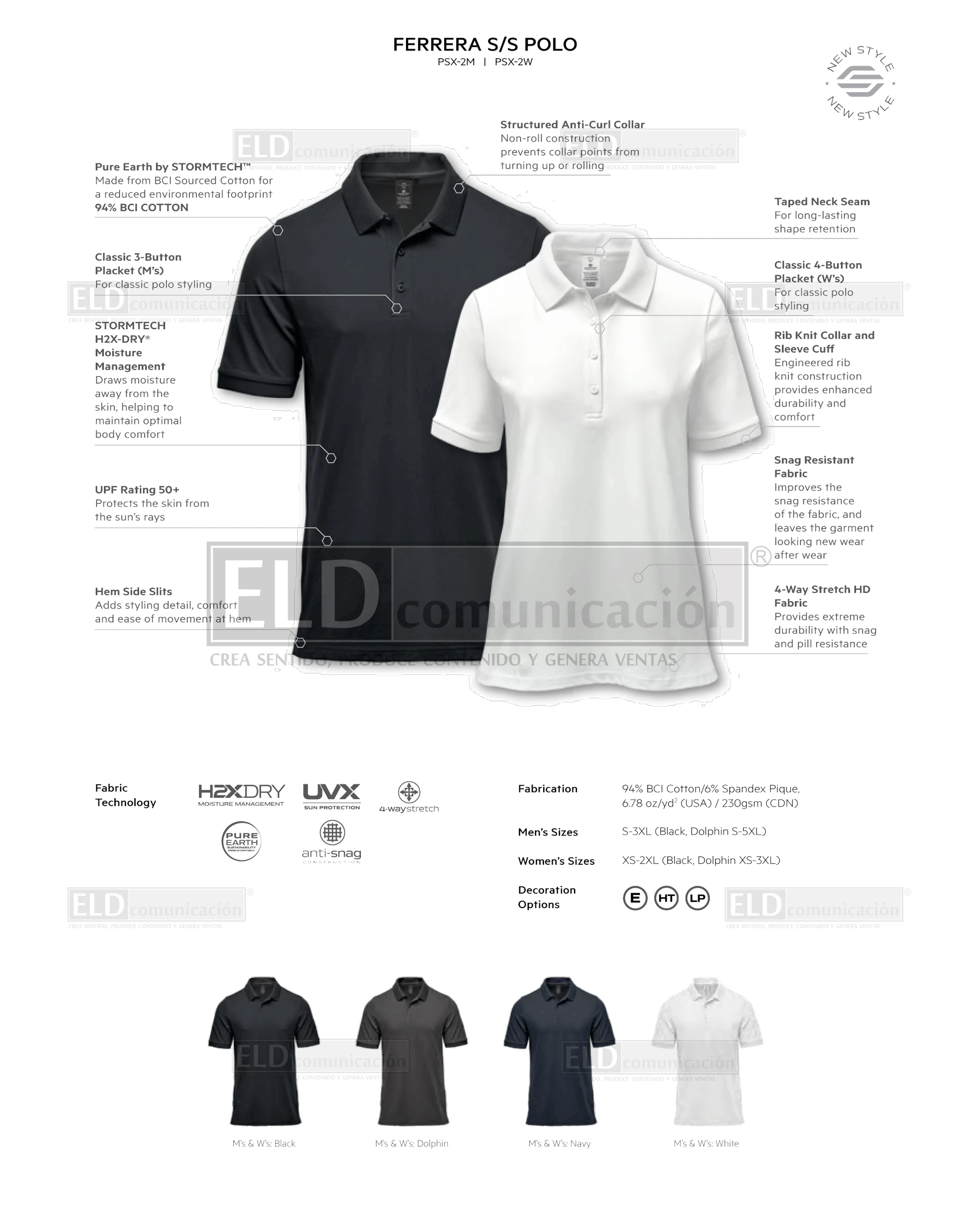 Camisas polo premium modelo ferrera colores stormtech
