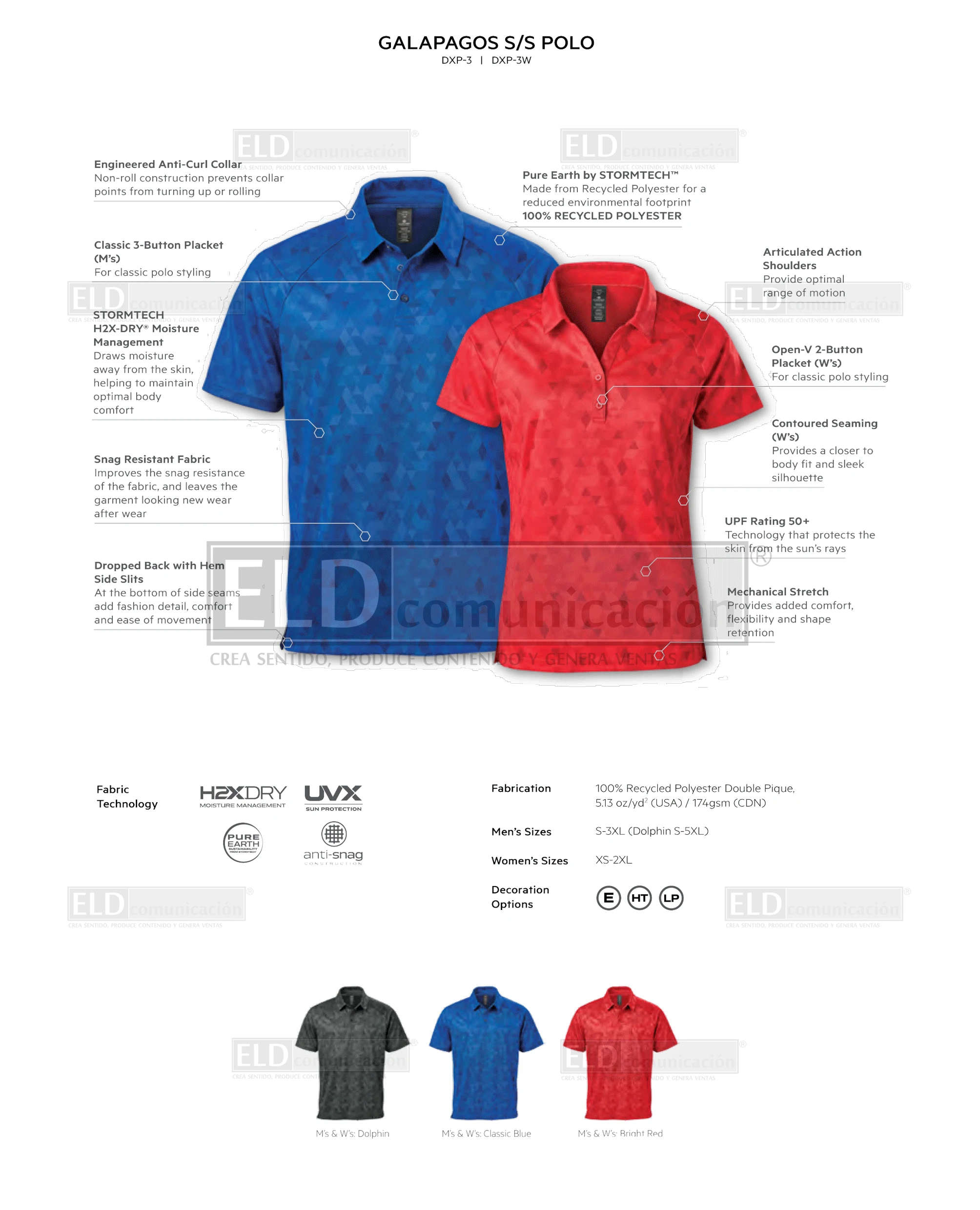 Camisas polo premium modelo galapagos colores stormtech