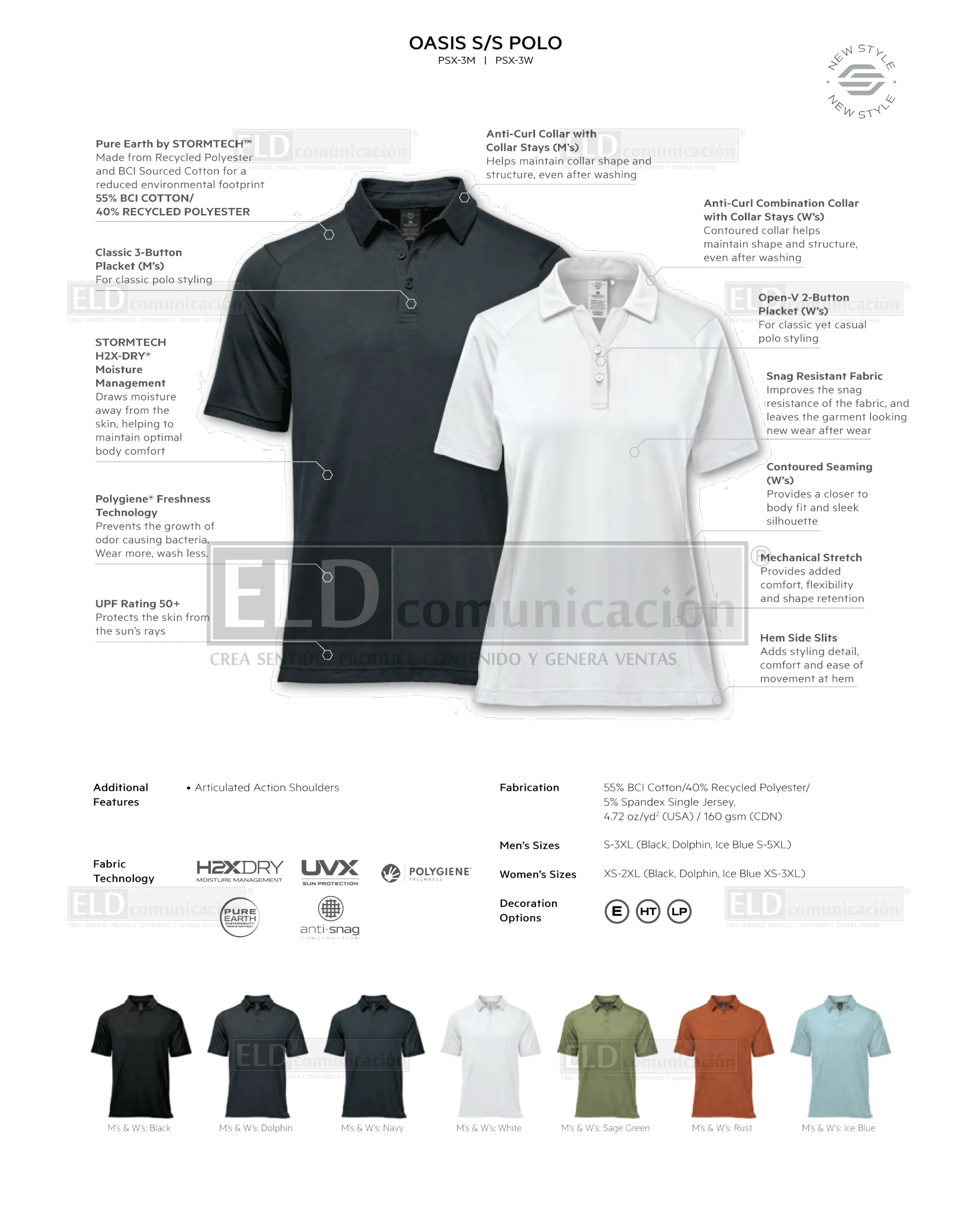 Camisas polo premium modelo oasis colores stormtech