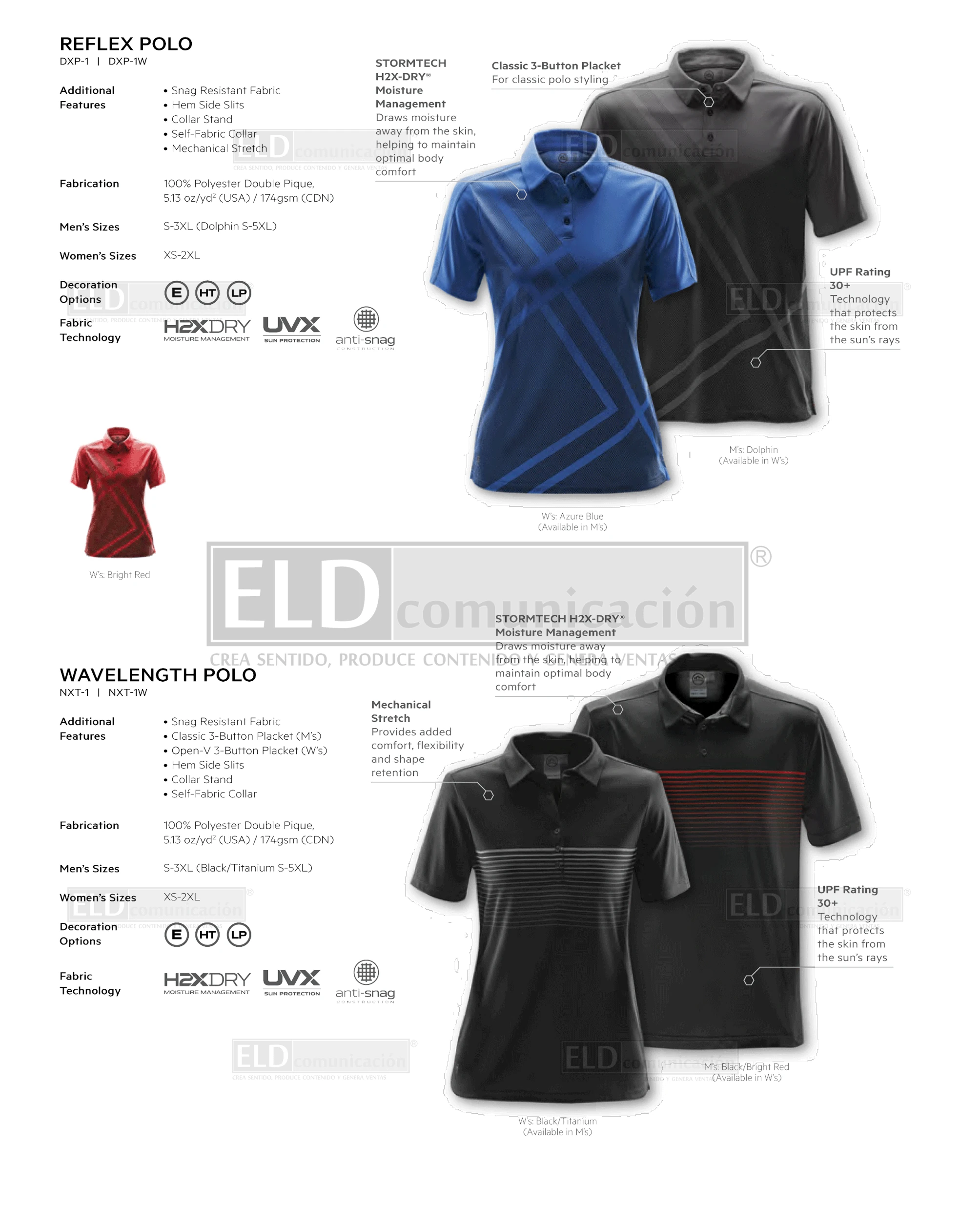 Camisas polo premium modelo reflex y wavelength colores stormtech