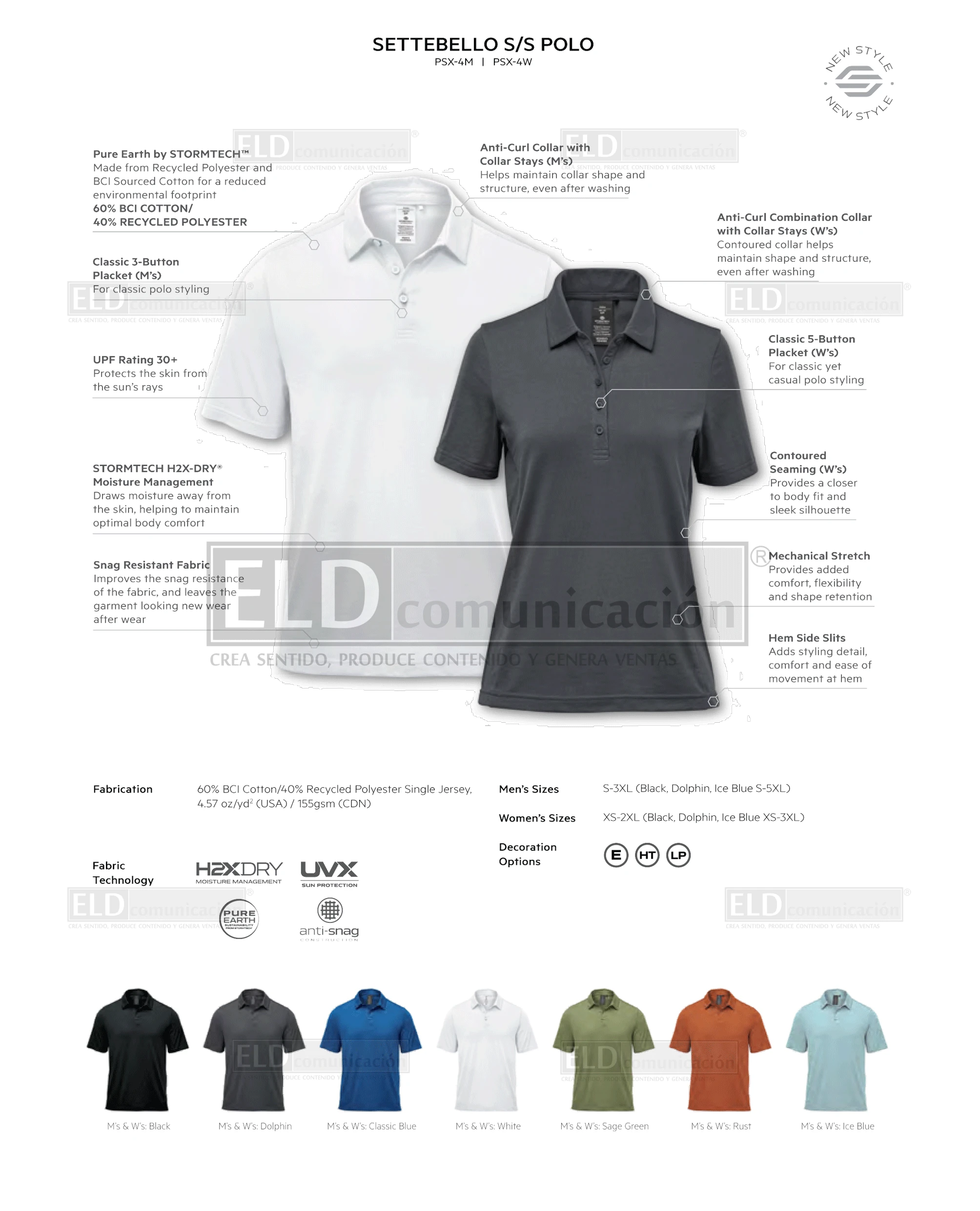 Camisas polo premium modelo settebello colores stormtech