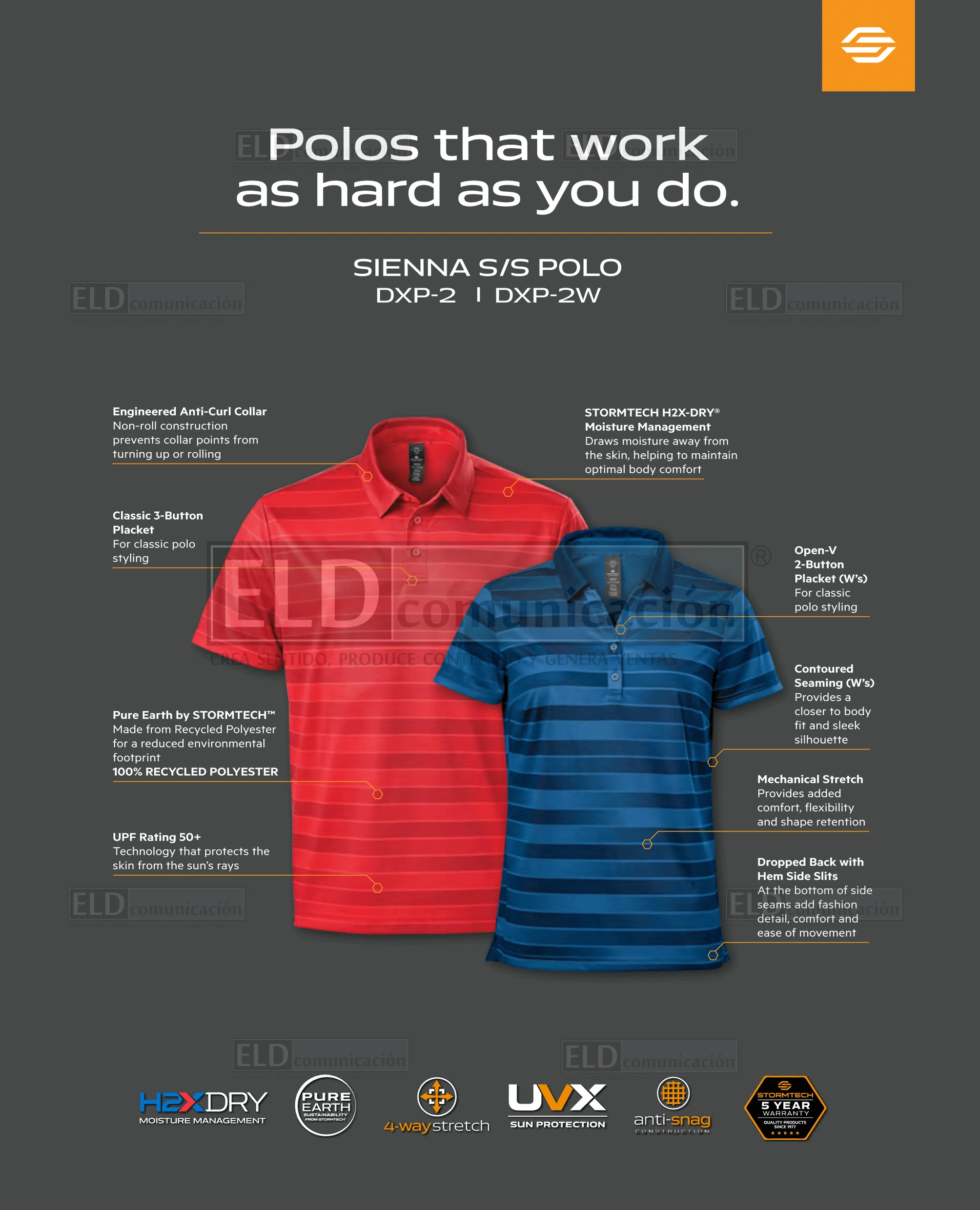 Camisas polo premium modelo sienna tecnicos tormtech