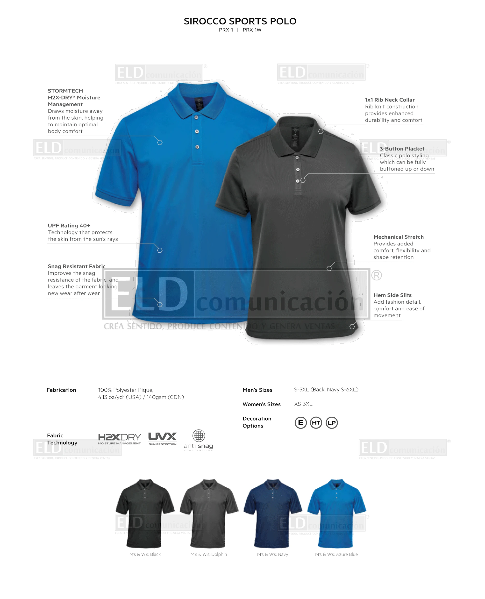 Camisas polo premium modelo sirocco colores stormtech