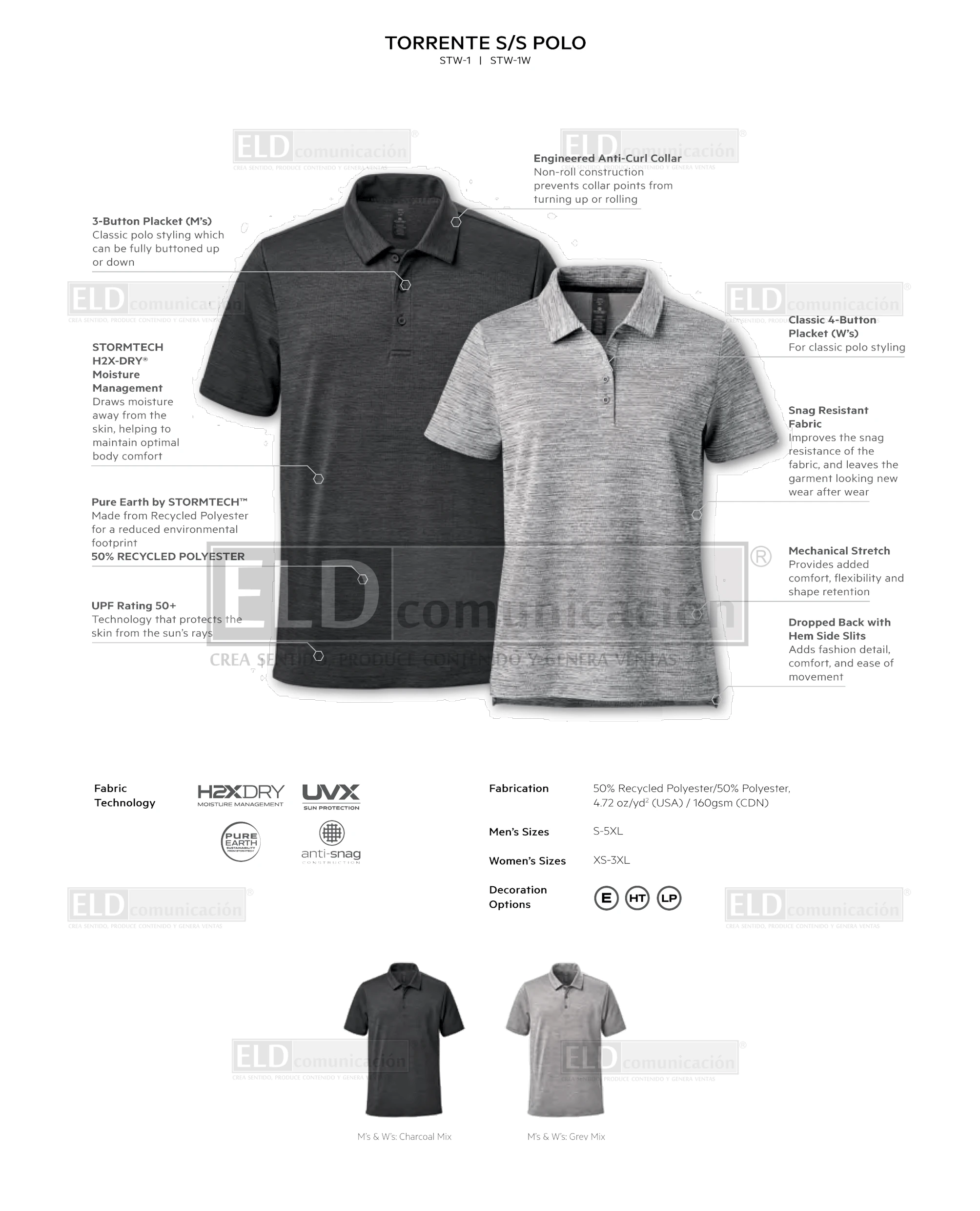 Camisas polo premium modelo torrente colores stormtech