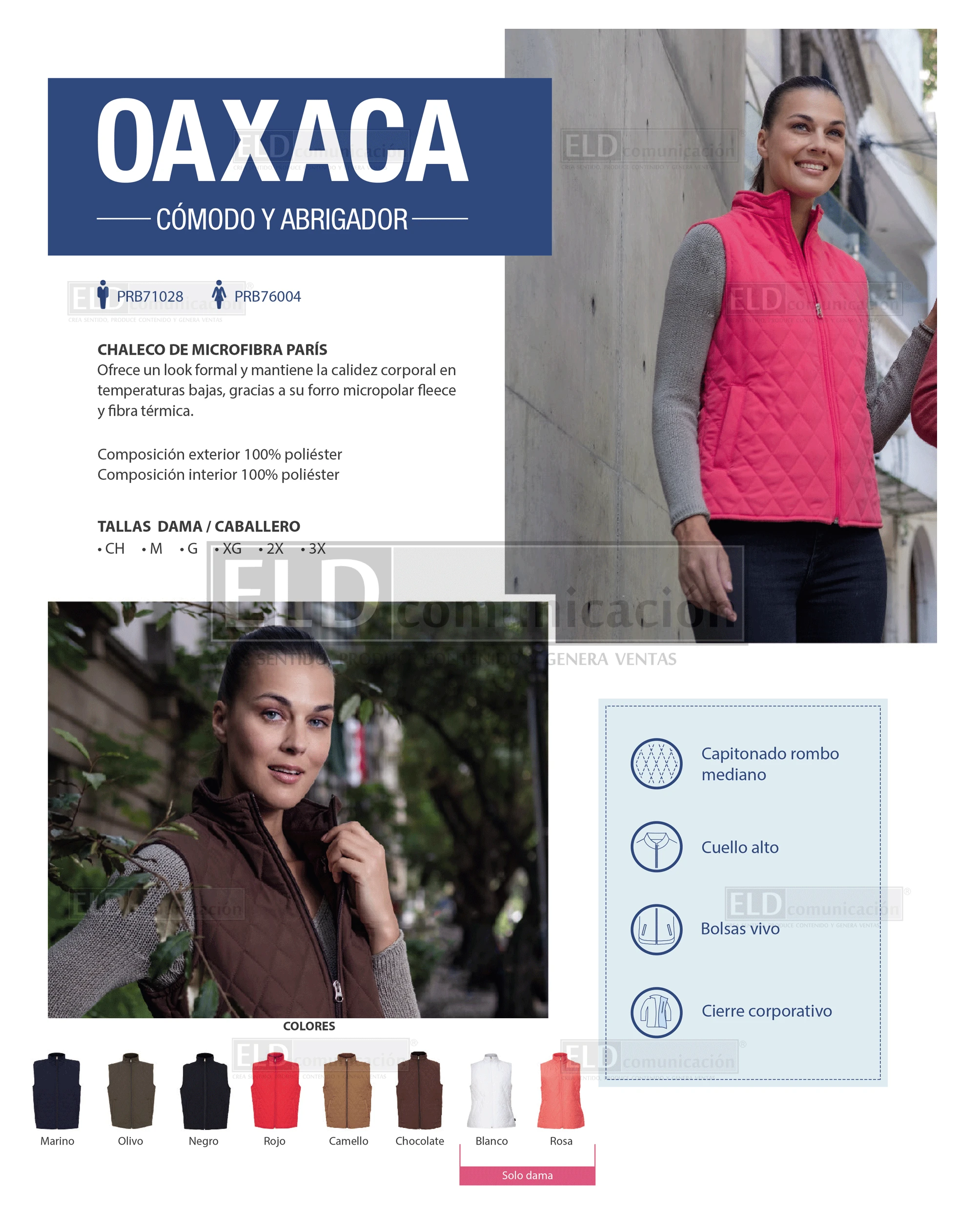 Chaleco de microfibra para dama y caballero modelo oaxaca