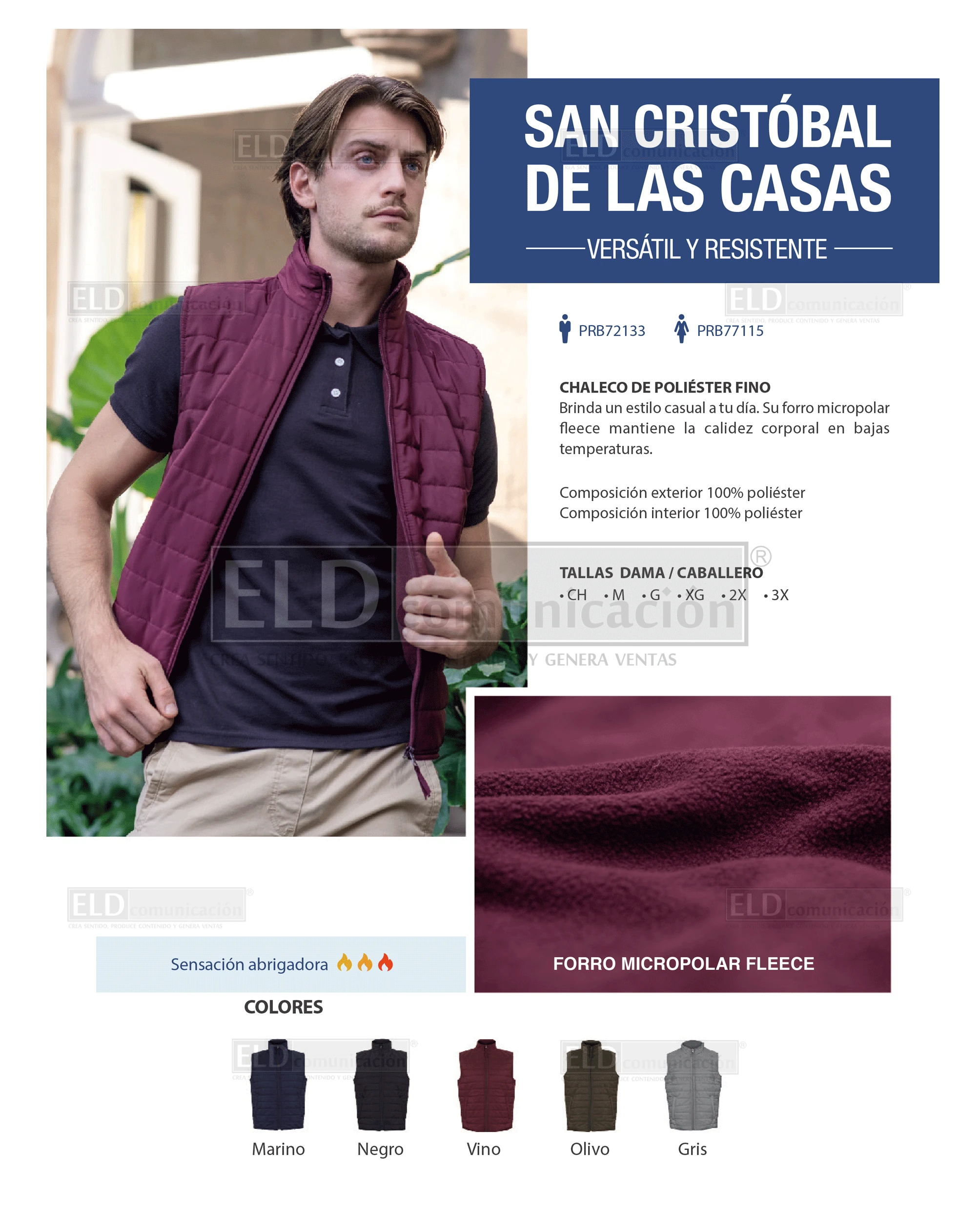 Chaleco de poliéster fino para dama y caballero modelo san cristobal