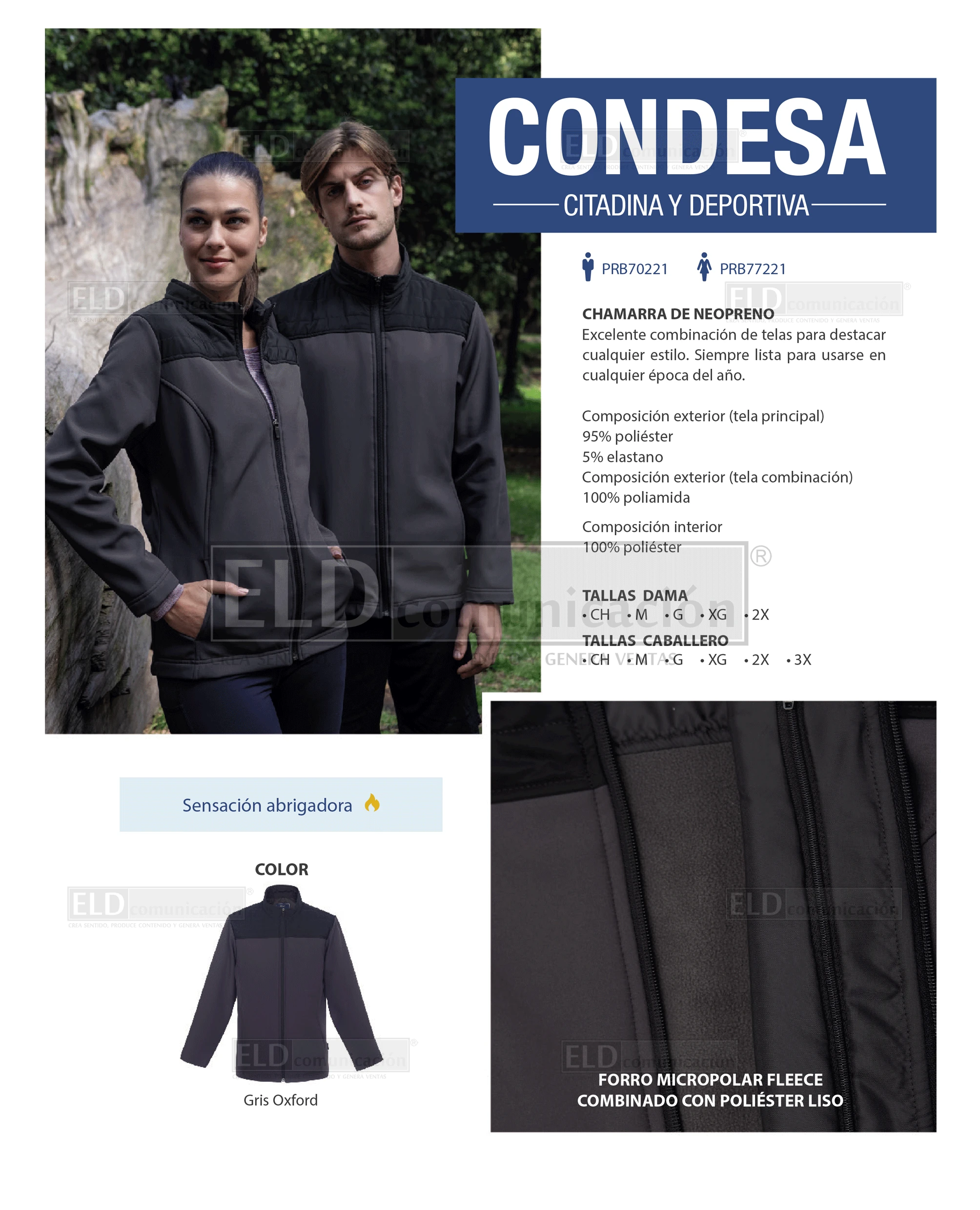 chamarra de neopreno para dama y caballero modelo condesa