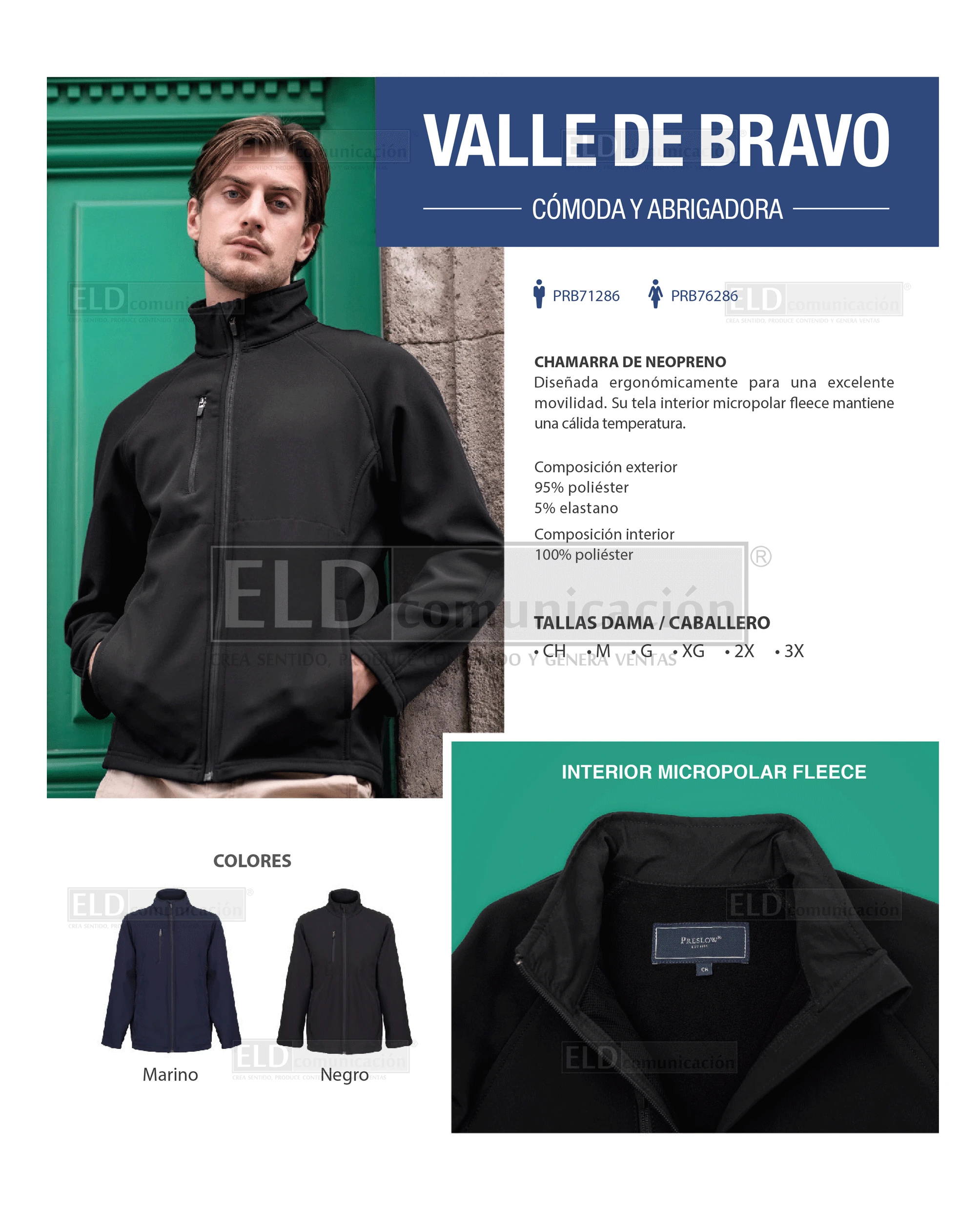 chamarra de neopreno para dama y caballero modelo valle de bravo