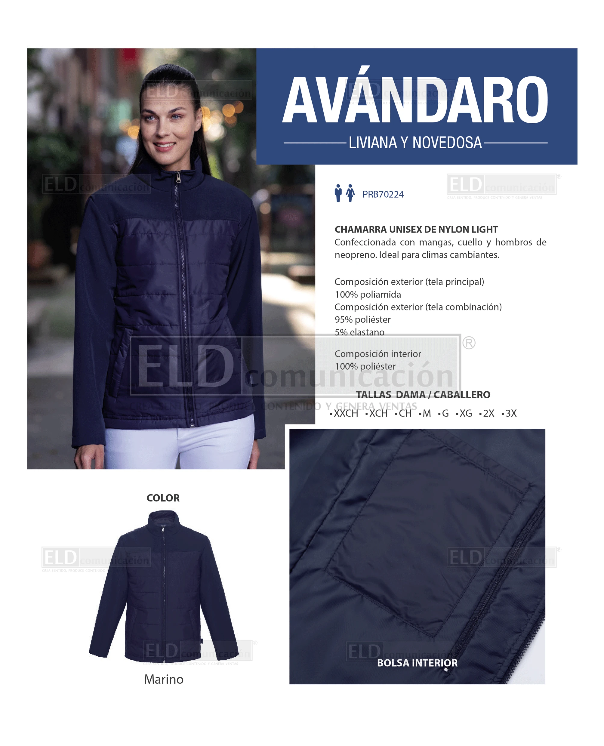 chamarra de nylon fino unisex modelo avandaro