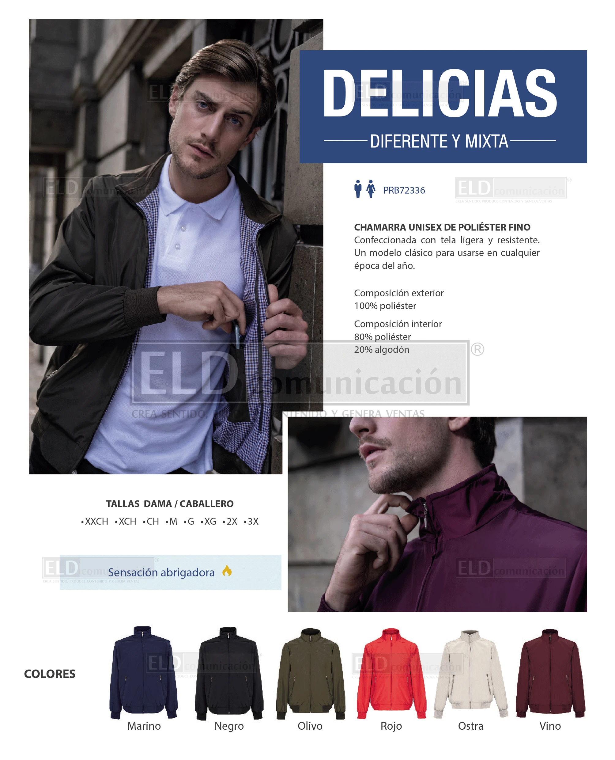chamarra de poliéster fino unisex modelo delicias