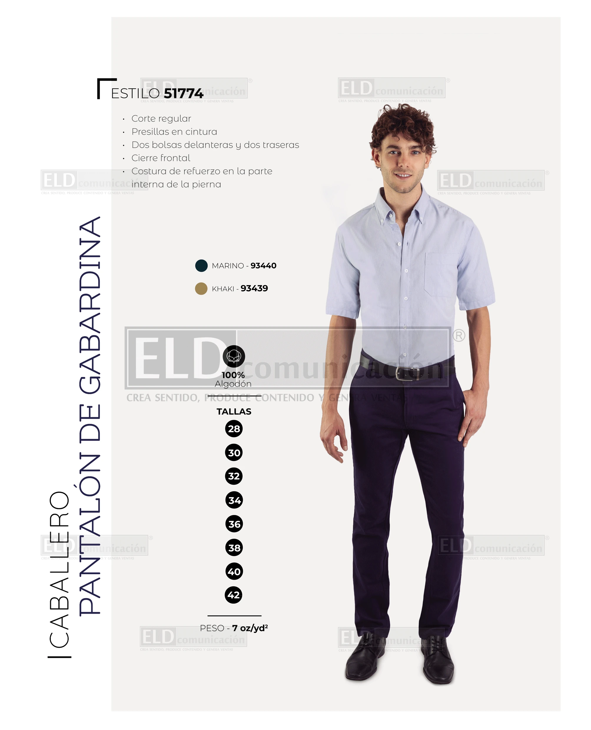 Pantalon de Gabardina Optima para Caballero modelo 51774