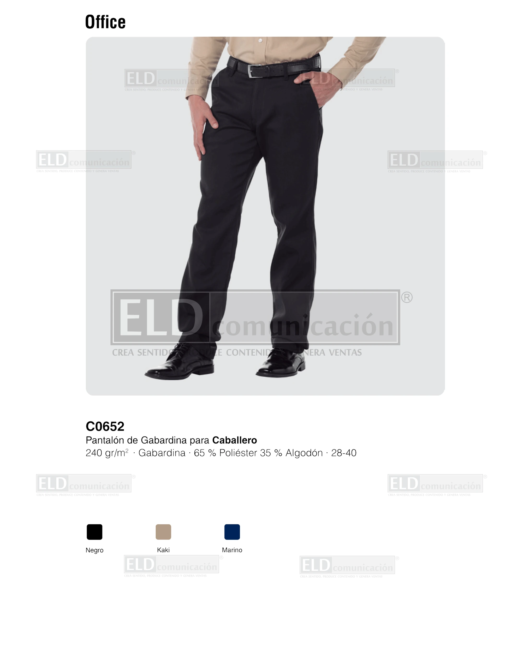 Pantalón de gabardina yazbek para caballero modelo C0652