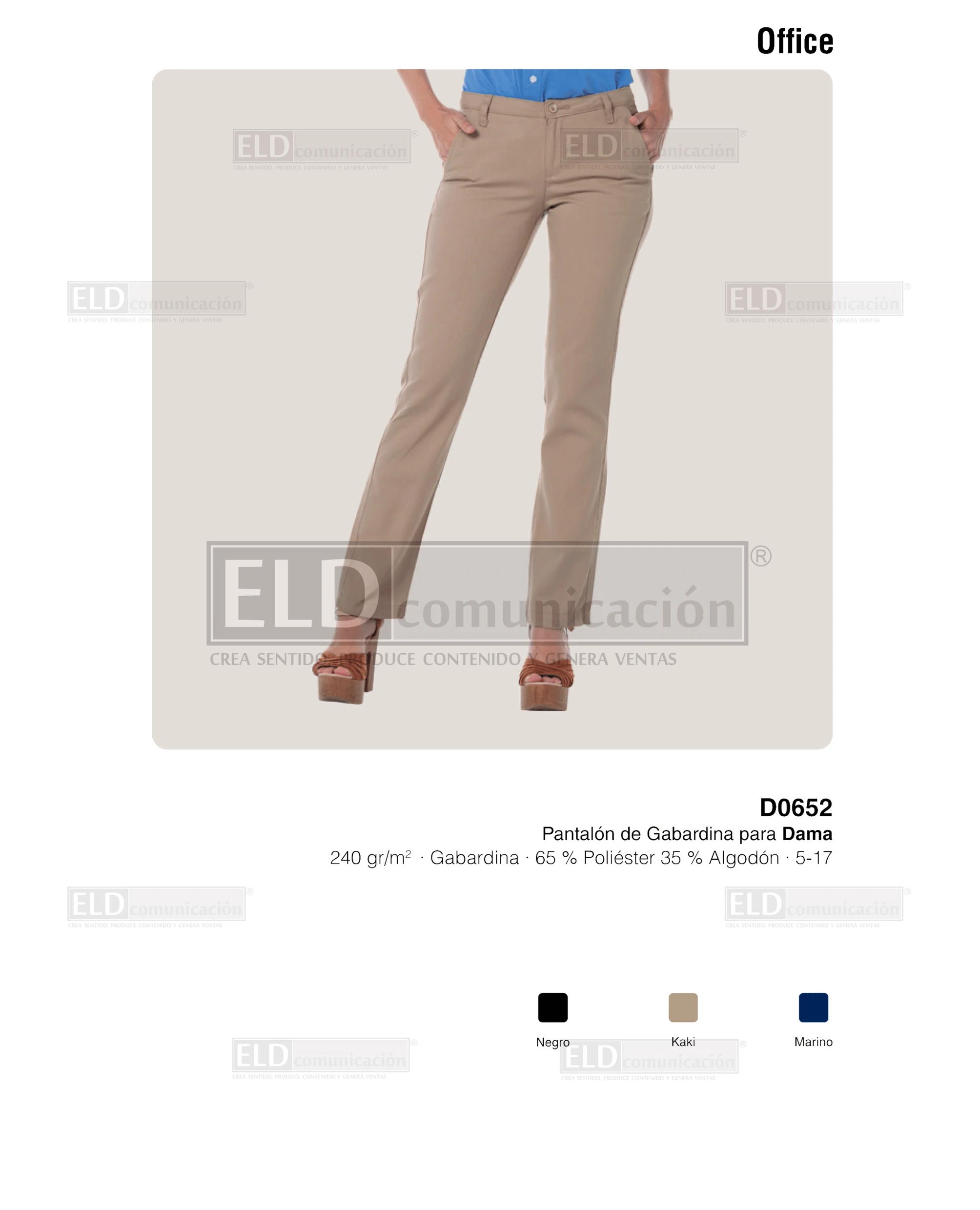 Pantalón de gabardina yazbek para dama modelo D0652