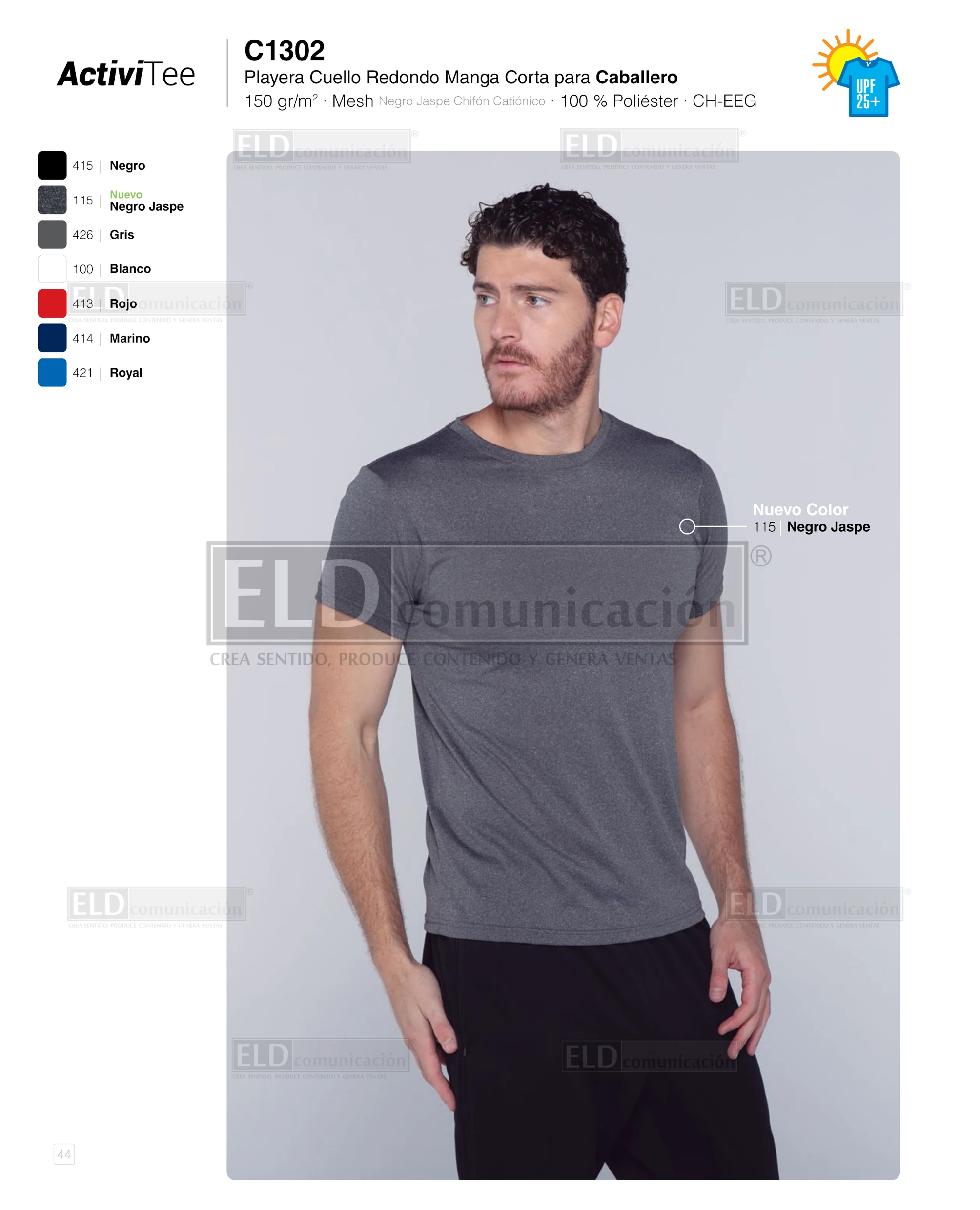 Playera activi tee yazbek para caballero cuello redondo manga corta modelo C1302