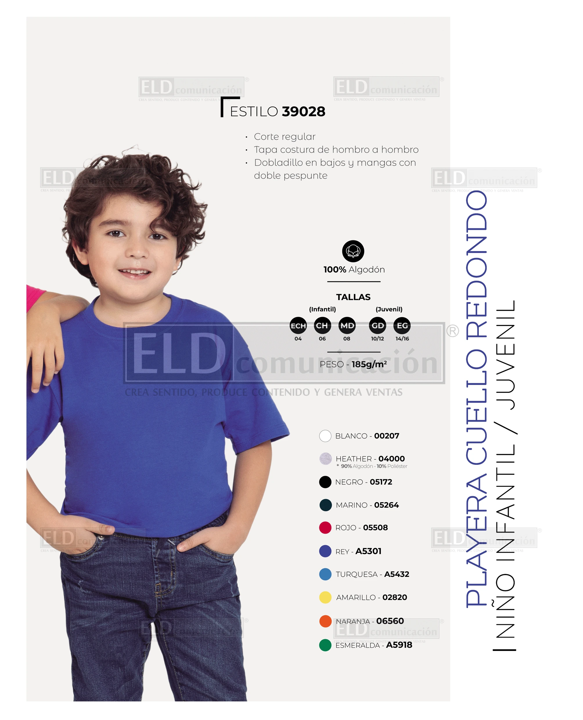 Playera optima infantil cuello redondo modelo 39028