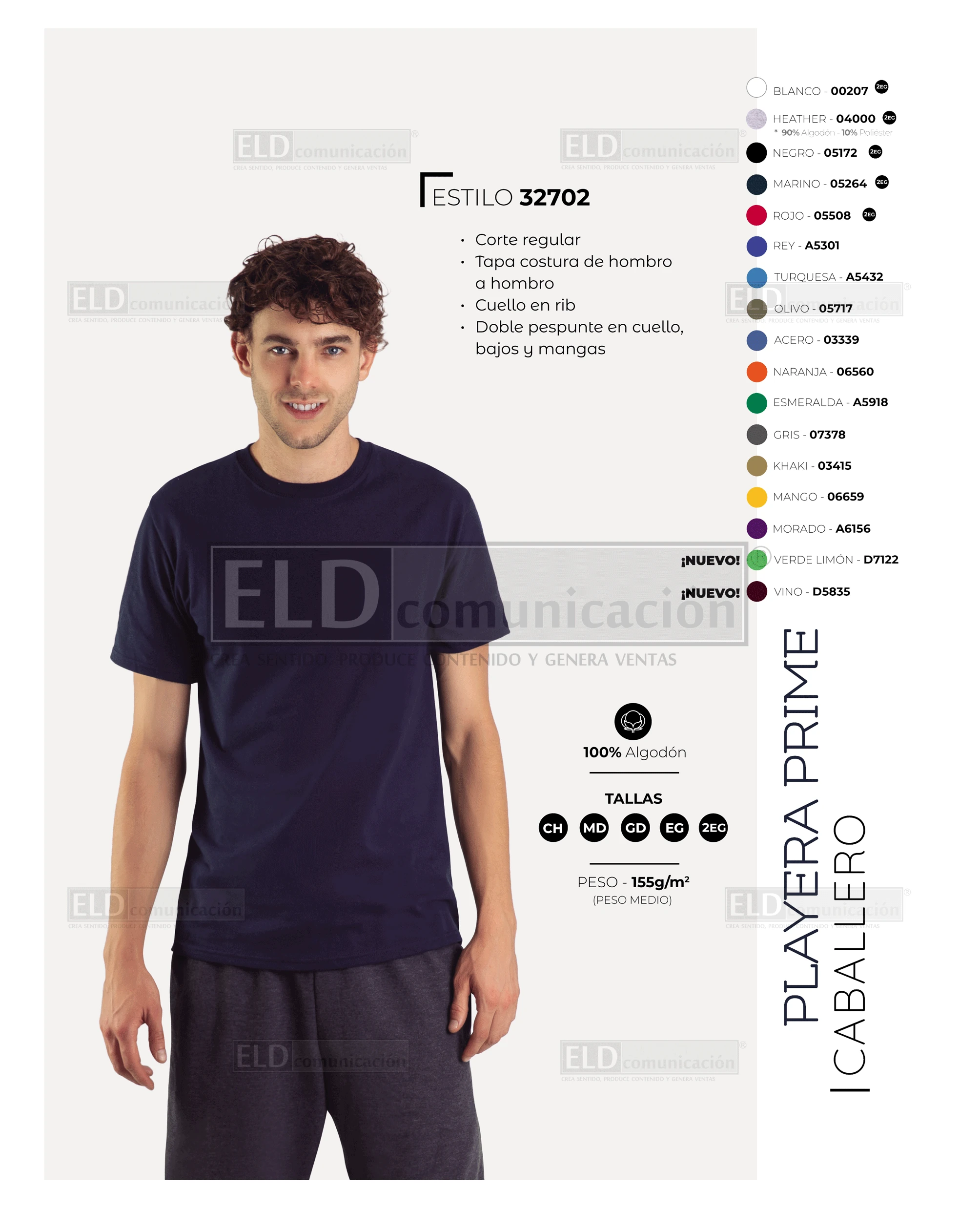 Playera Optima para Caballero Prime modelo 32702