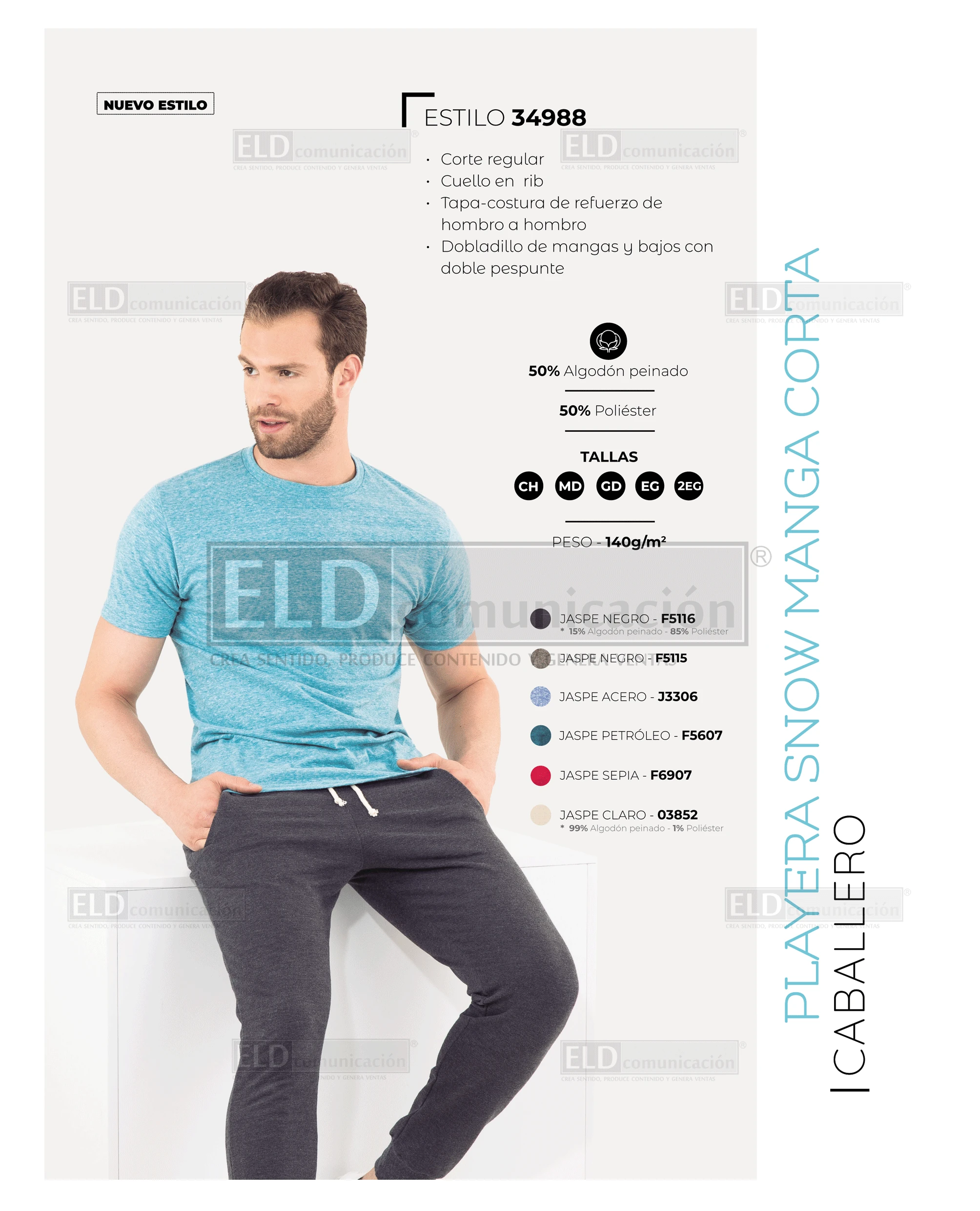 Playera optima para caballero snow modelo 34988