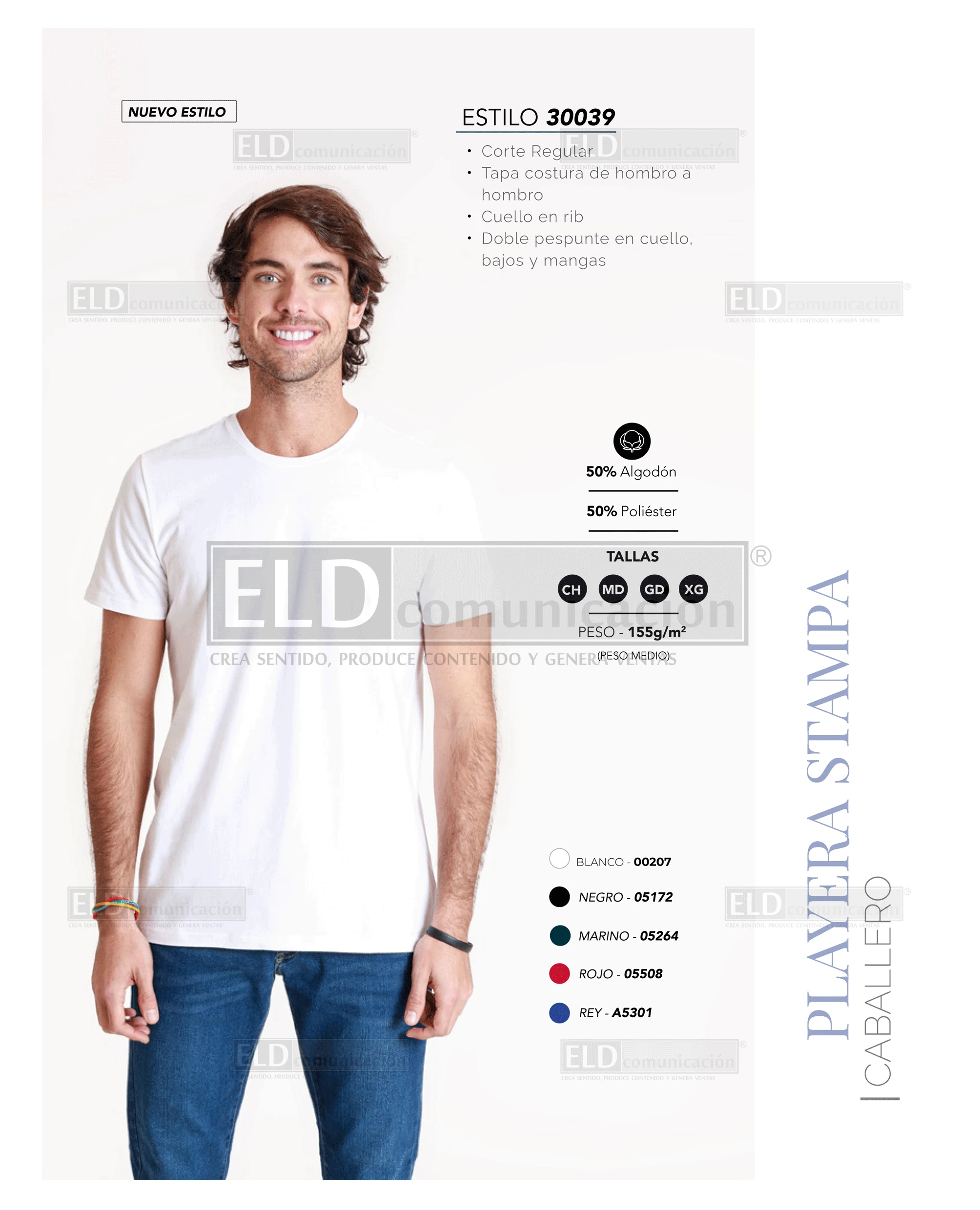 Playera optima para caballero stampa modelo 30039