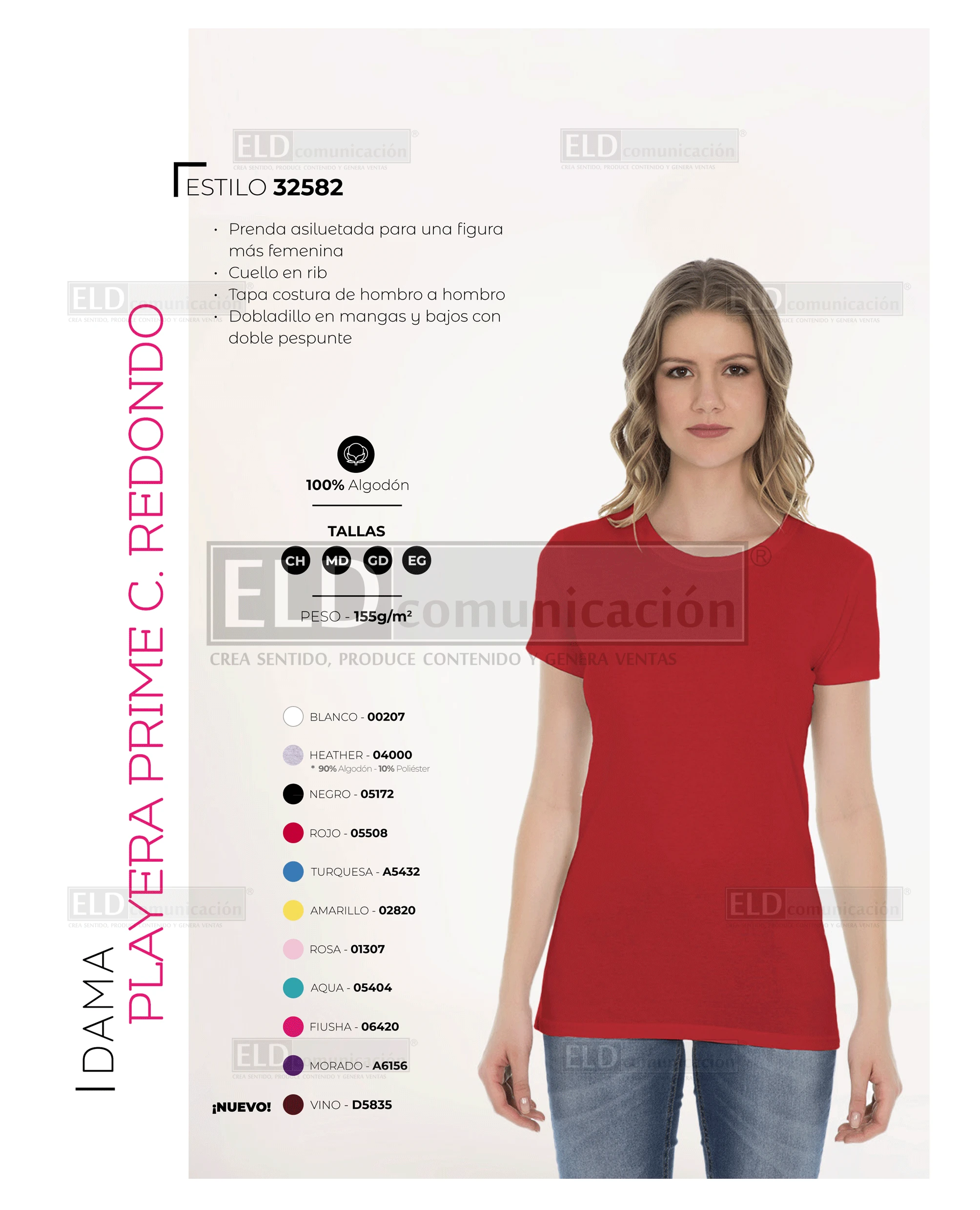 Playera optima para dama con silueta prime modelo 32582