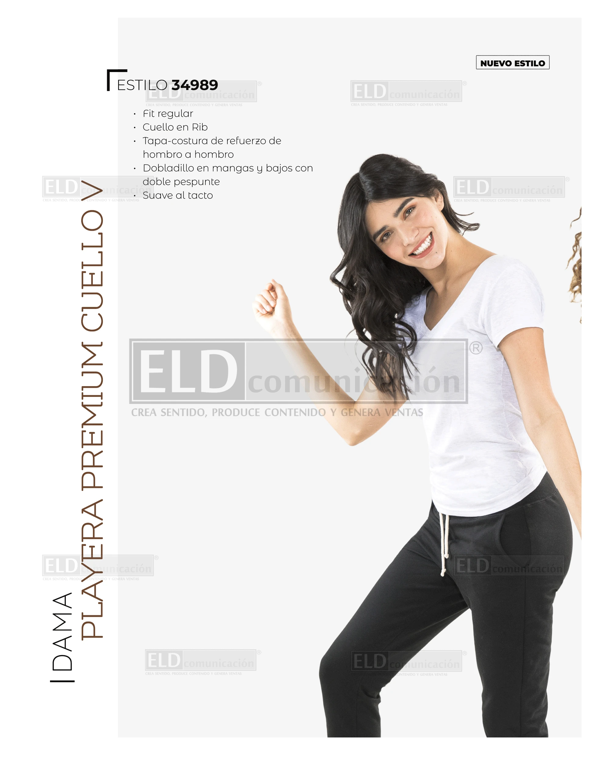 Playera optima para dama cuello v premium modelo 34989