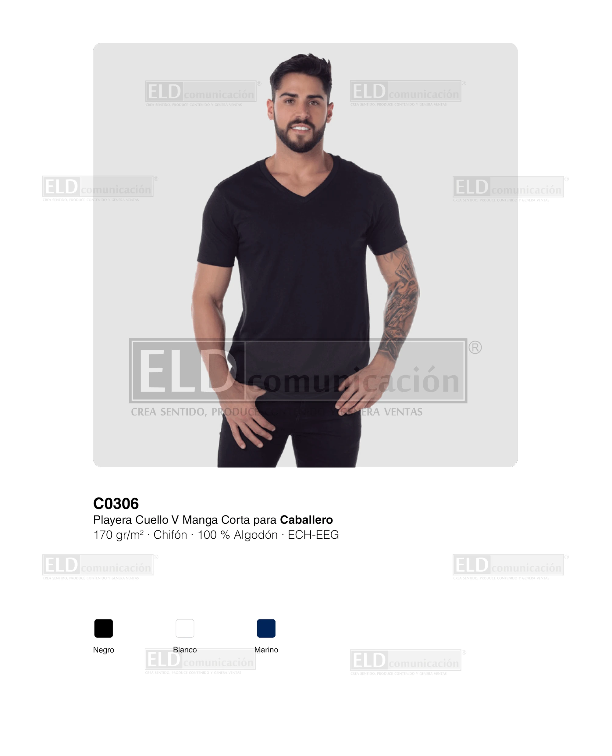 Playera yazbek para caballero cuello v manga corta modelo C0306