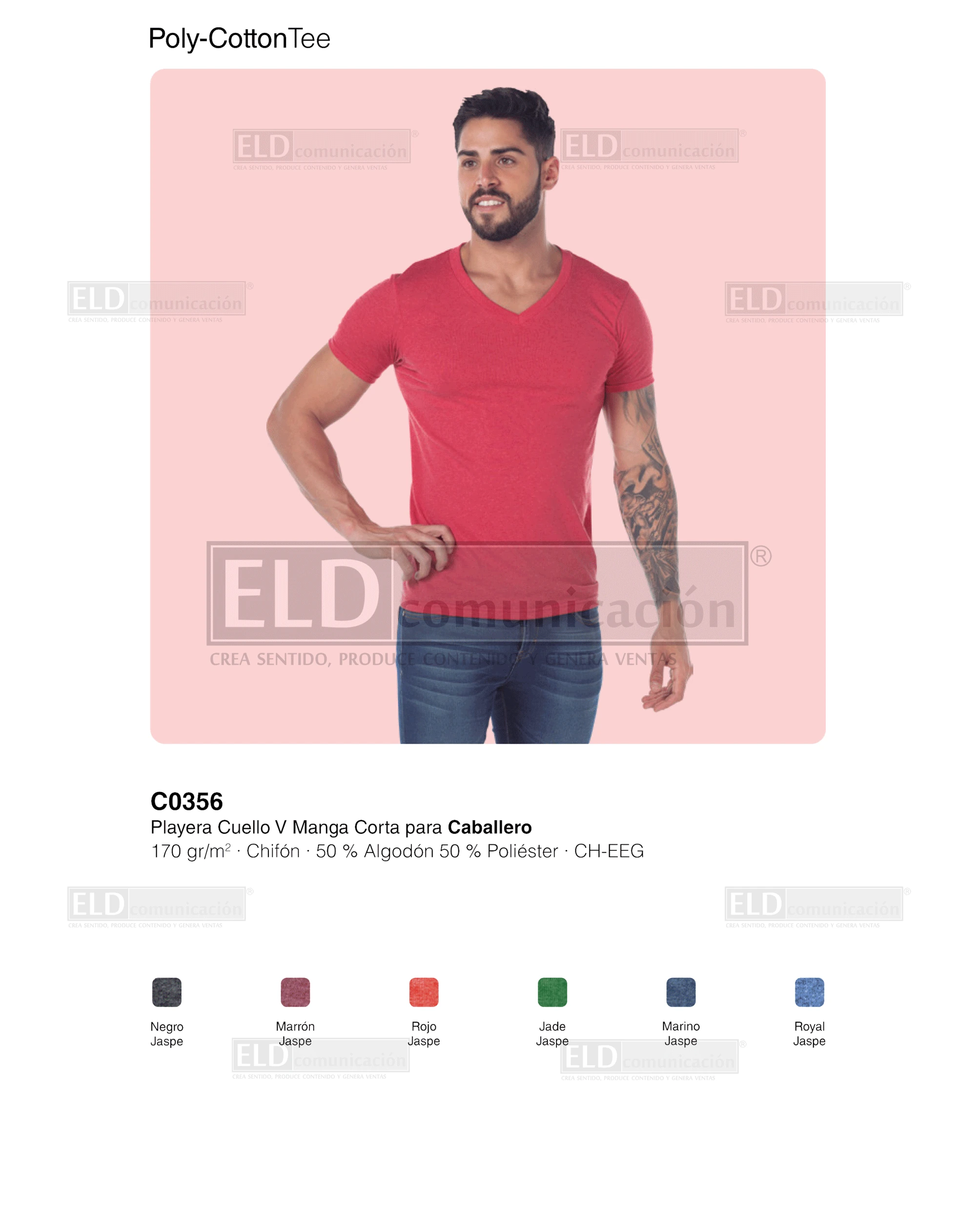 Playera yazbek para caballero cuello v manga corta modelo C0356