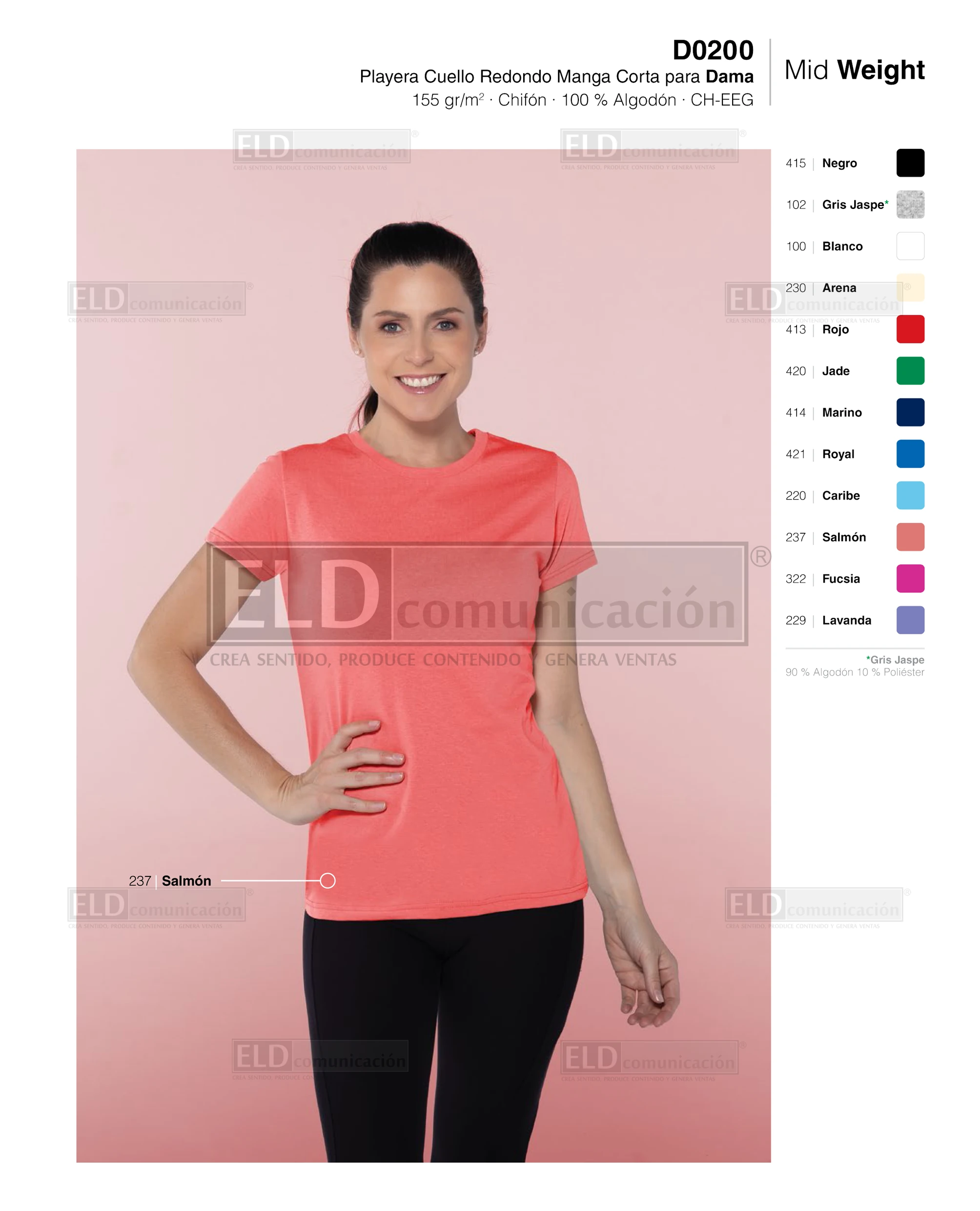 Playera yazbek para dama cuello redondo manga corta modelo D0200