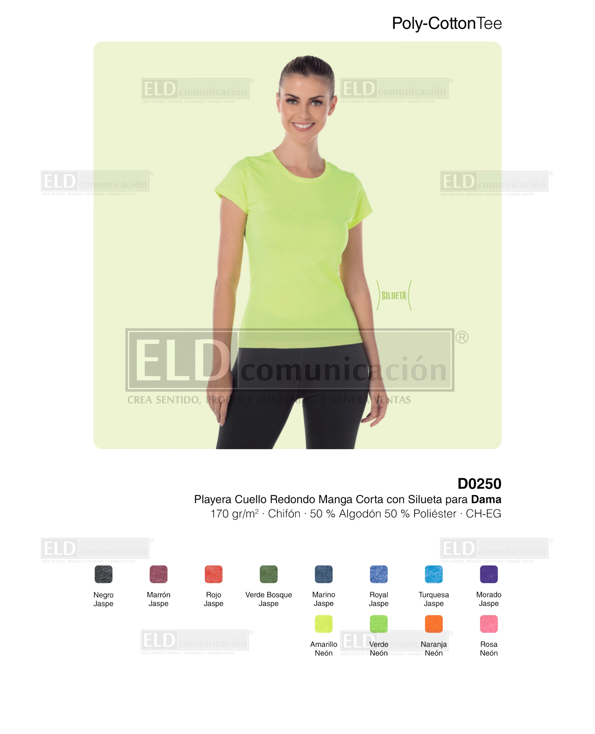 Playera yazbek para dama cuello redondo manga corta modelo D0250