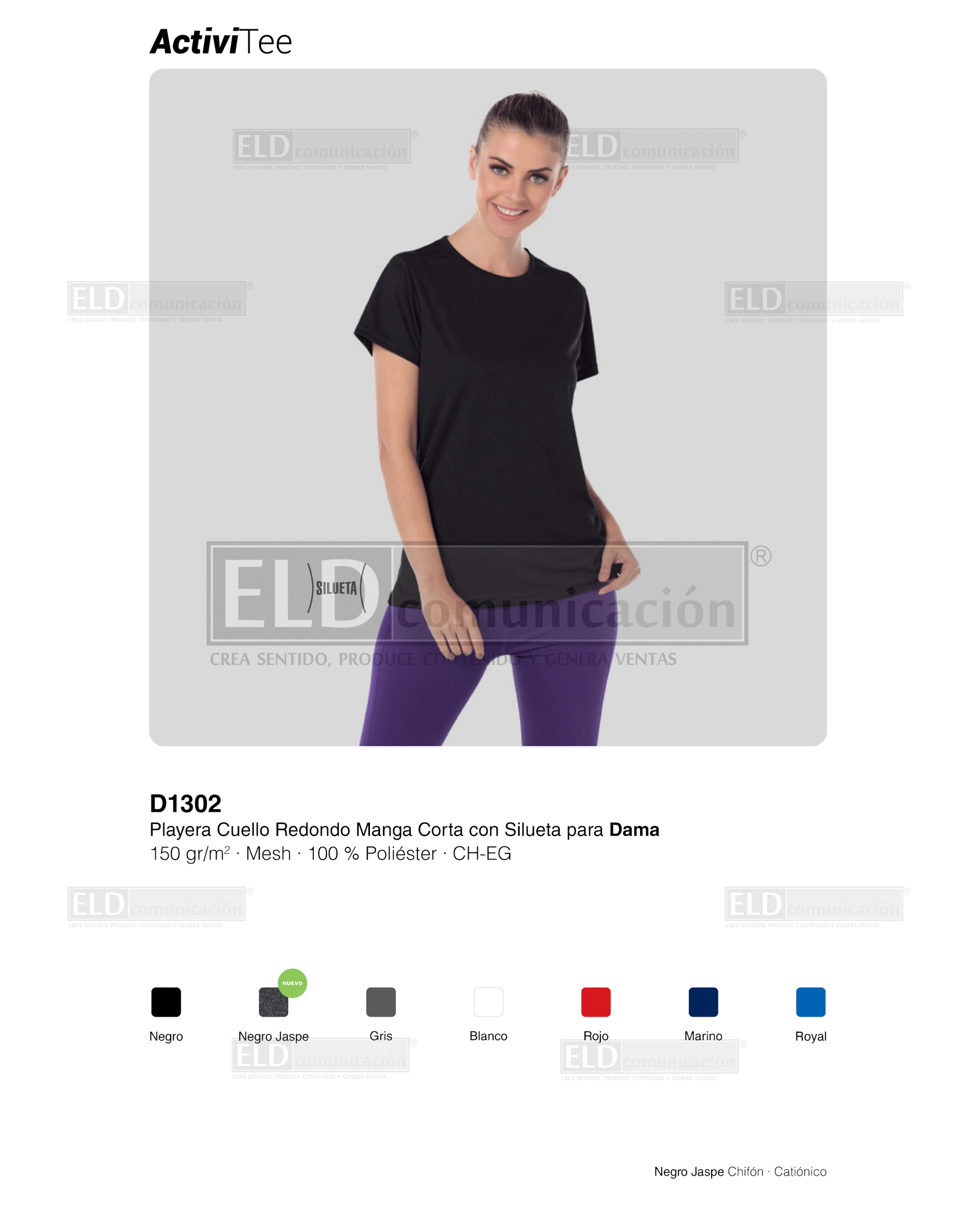Playera yazbek para dama cuello redondo manga corta modelo D1302