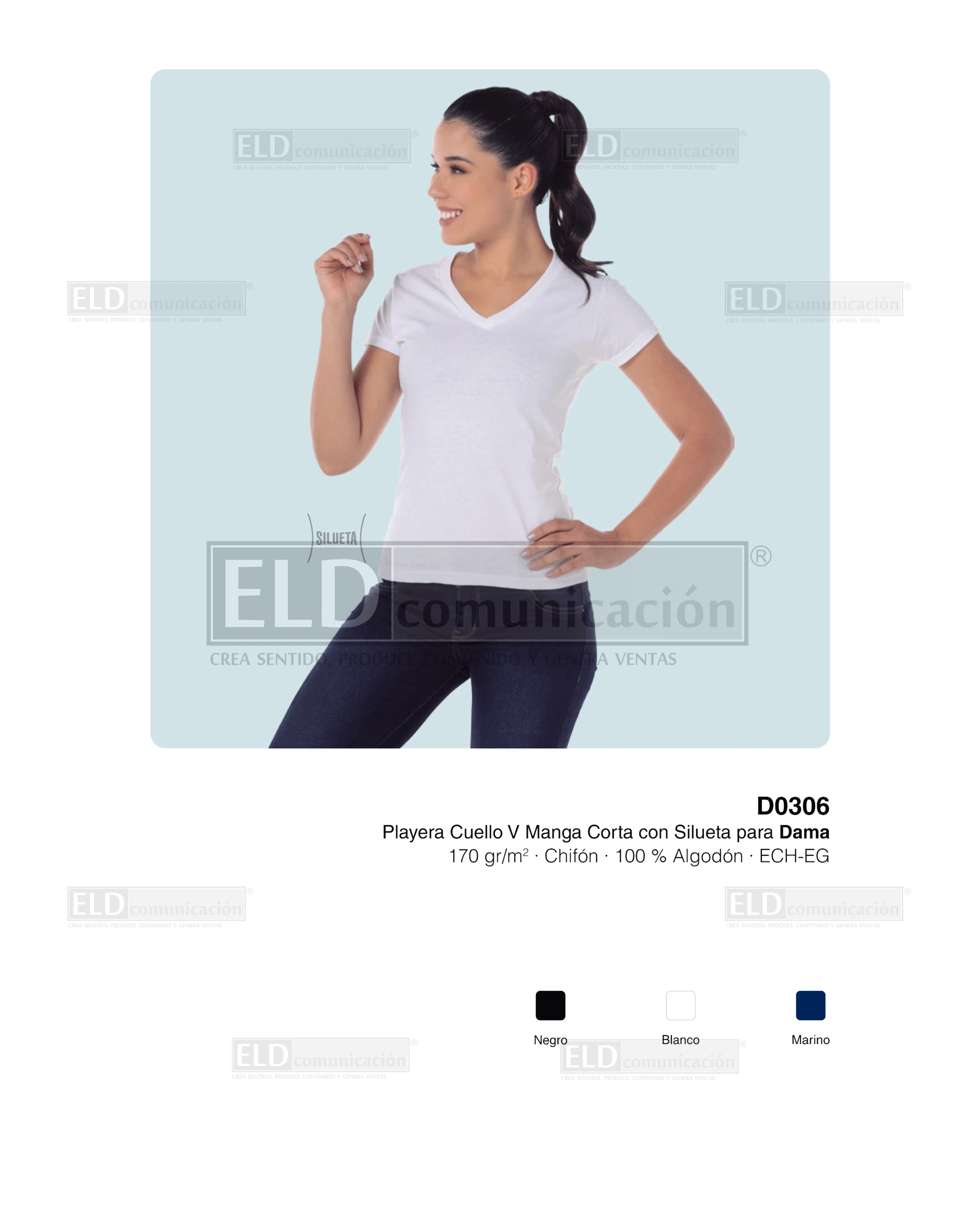 Playera yazbek para dama cuello v manga corta modelo D0306