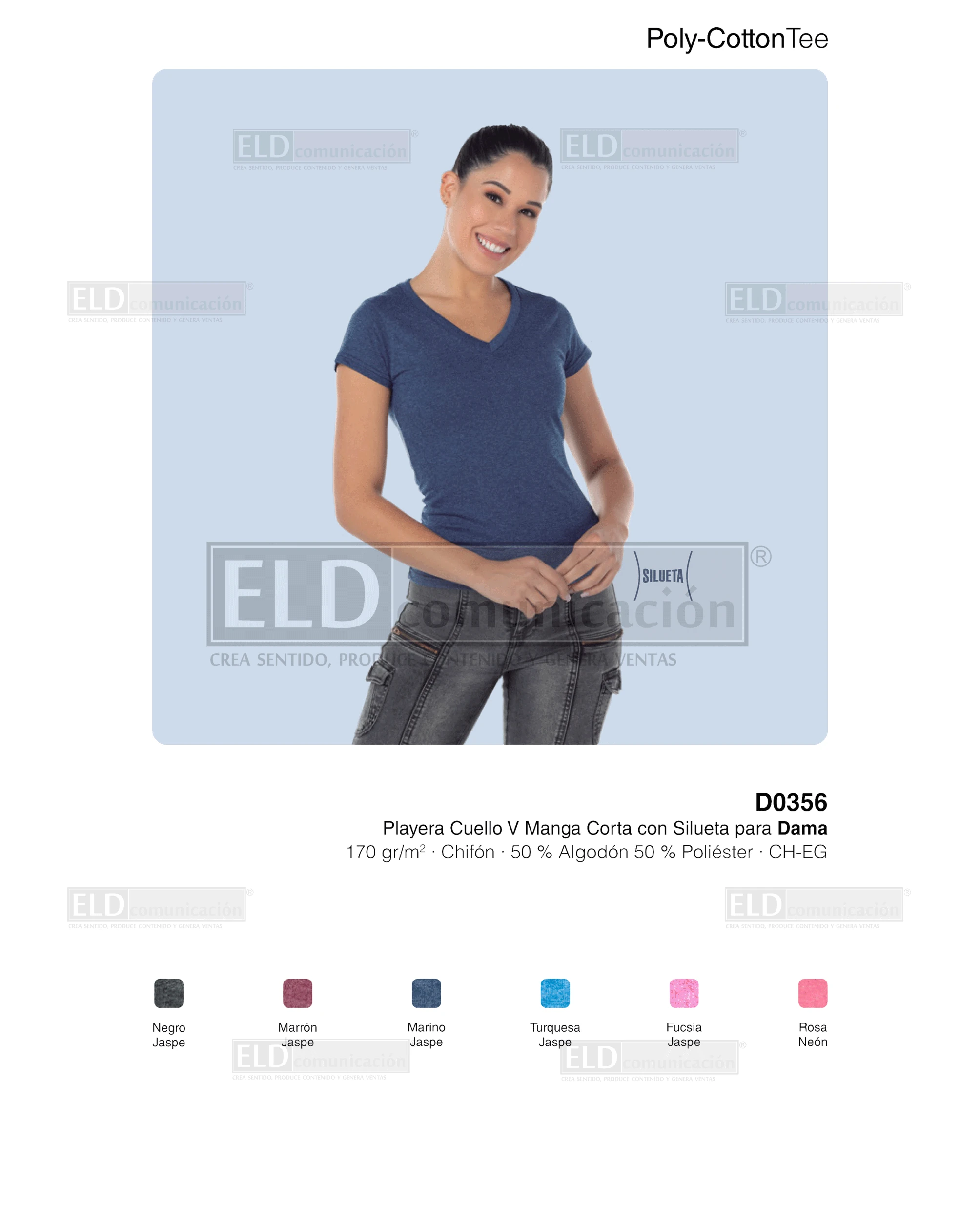 Playera yazbek para dama cuello v manga corta modelo D0356