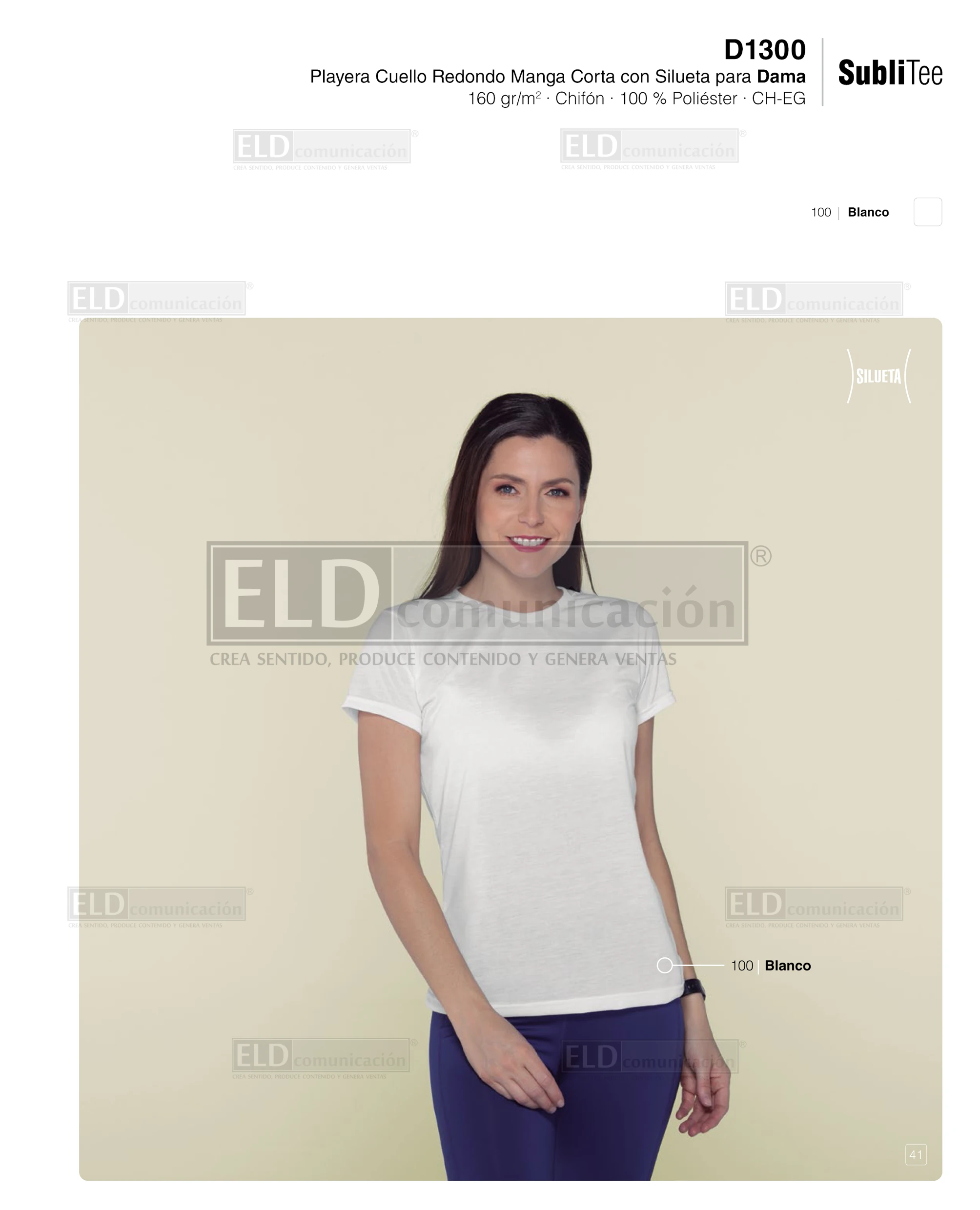 Playera yazbek para dama para sublimar cuello redondo manga corta modelo D1300