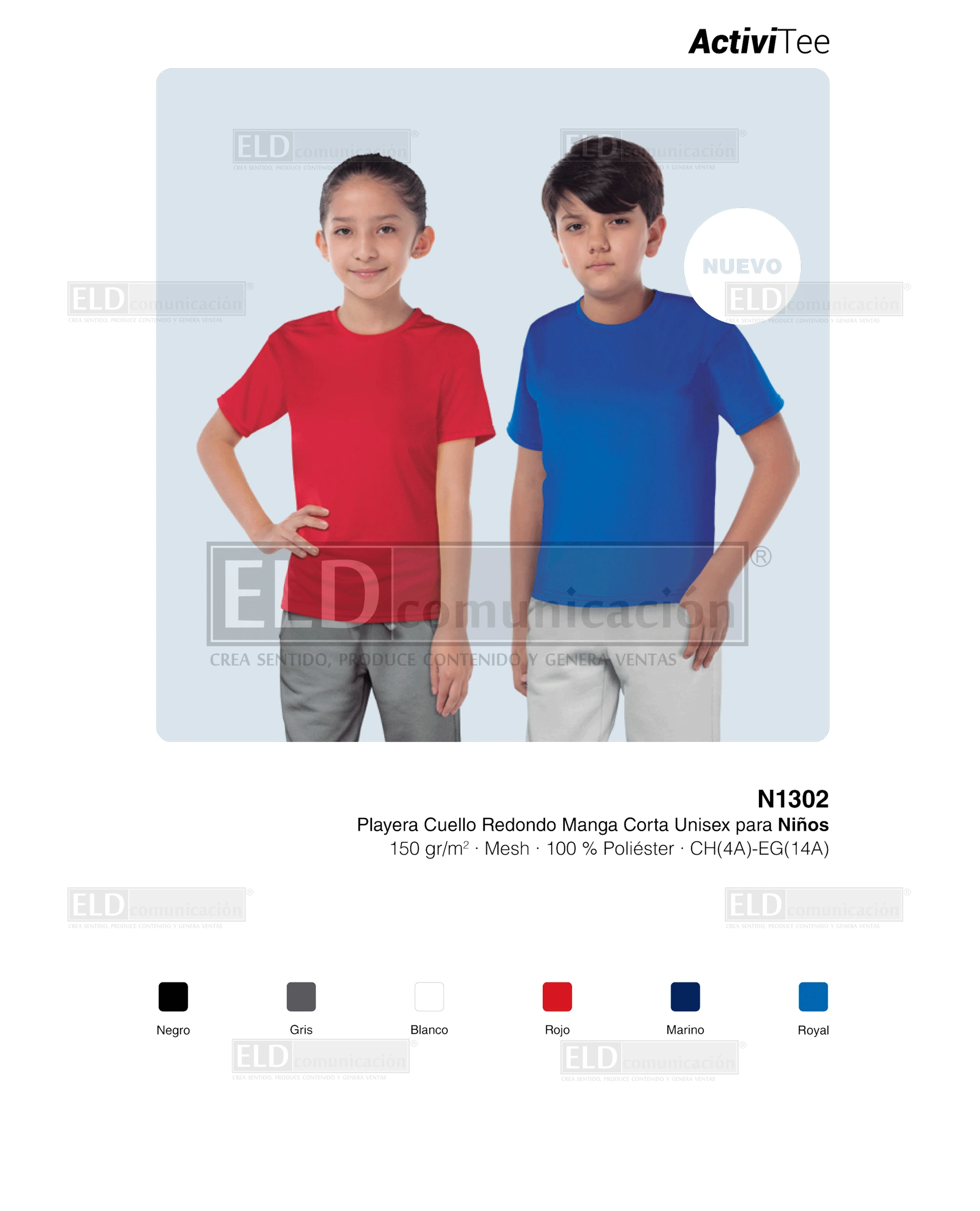 Playera yazbek para ninos cuello redondo manga corta modelo N1302